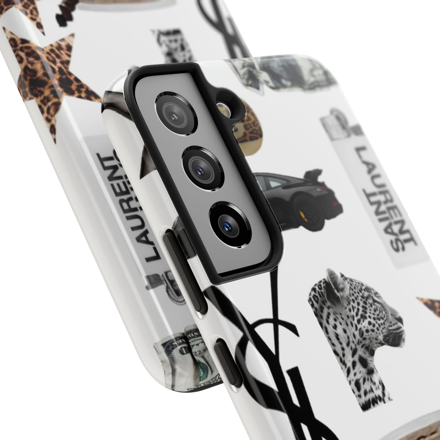 Tough Phone Case — Luxe Fashion Collage with Leopard, Martini & Kiss Print