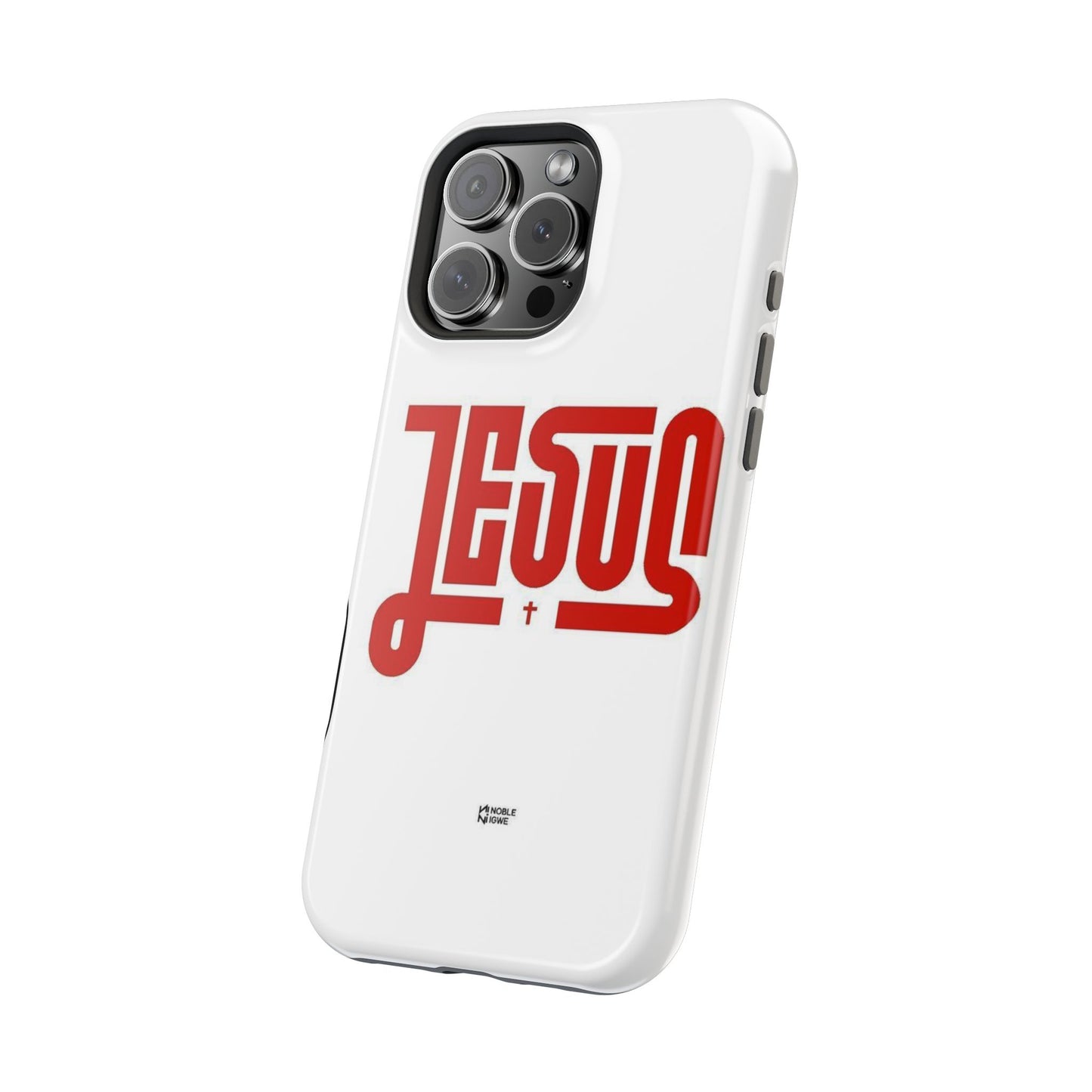 Jesus Magnetic Impact‑Resistant Phone Case — Bold Red Script Christian iPhone Cover