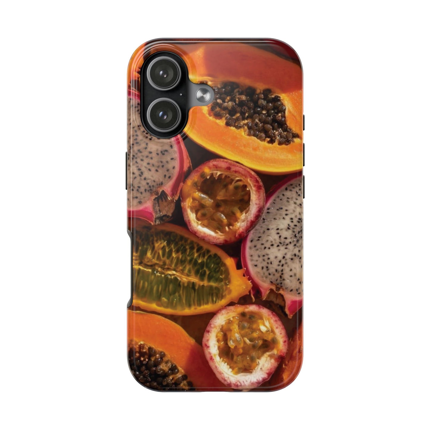 Tropical Fruit Tough Phone Case — Papaya & Dragon Fruit Design