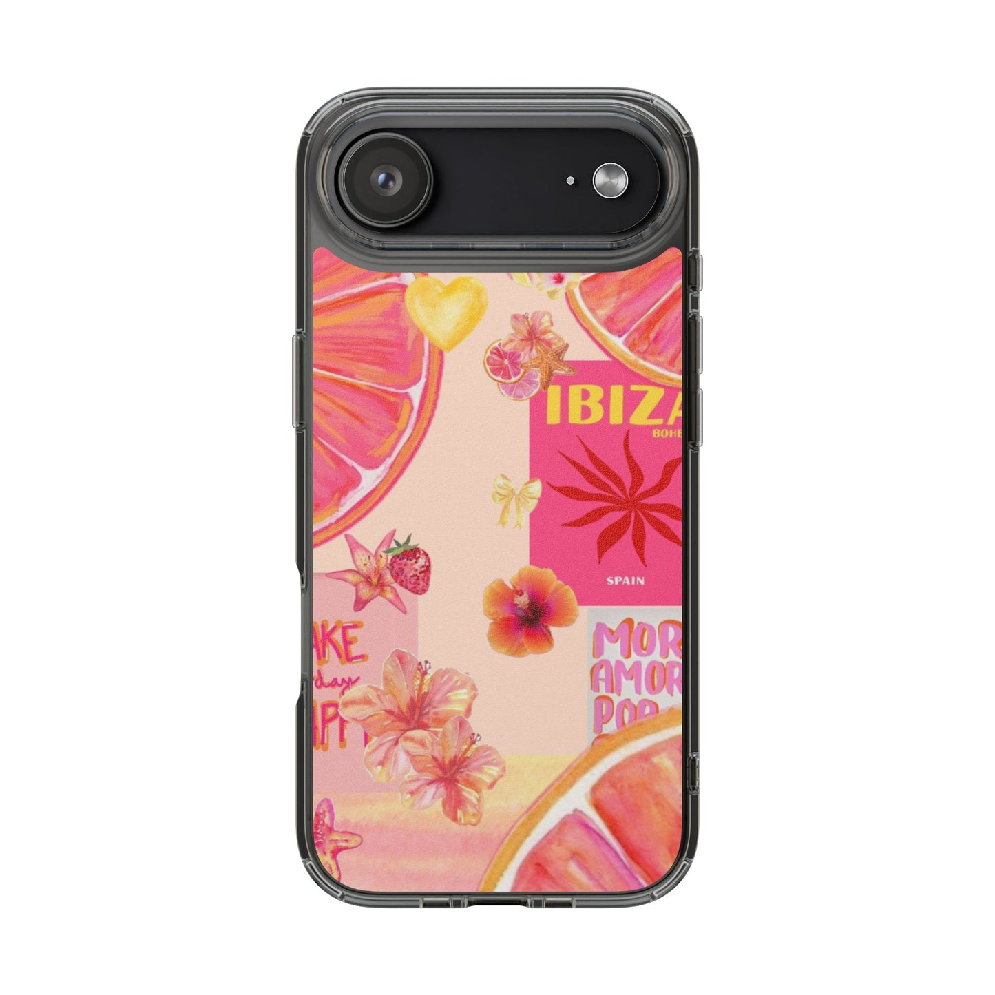 Clear Impact Phone Case — Pink Ibiza Citrus Floral Design