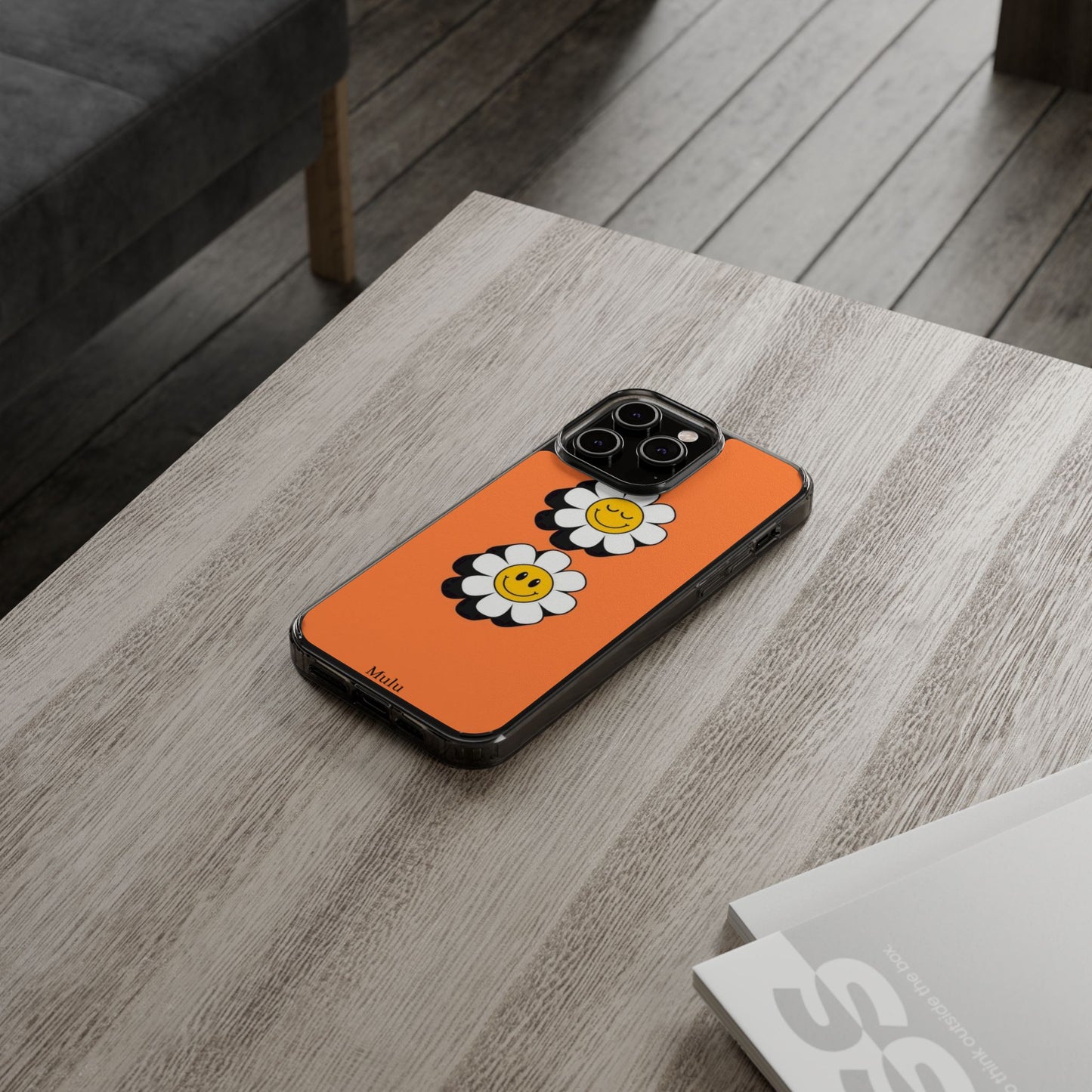 Phone Case — Orange Smiley Daisy Clear Impact‑Resistant Case