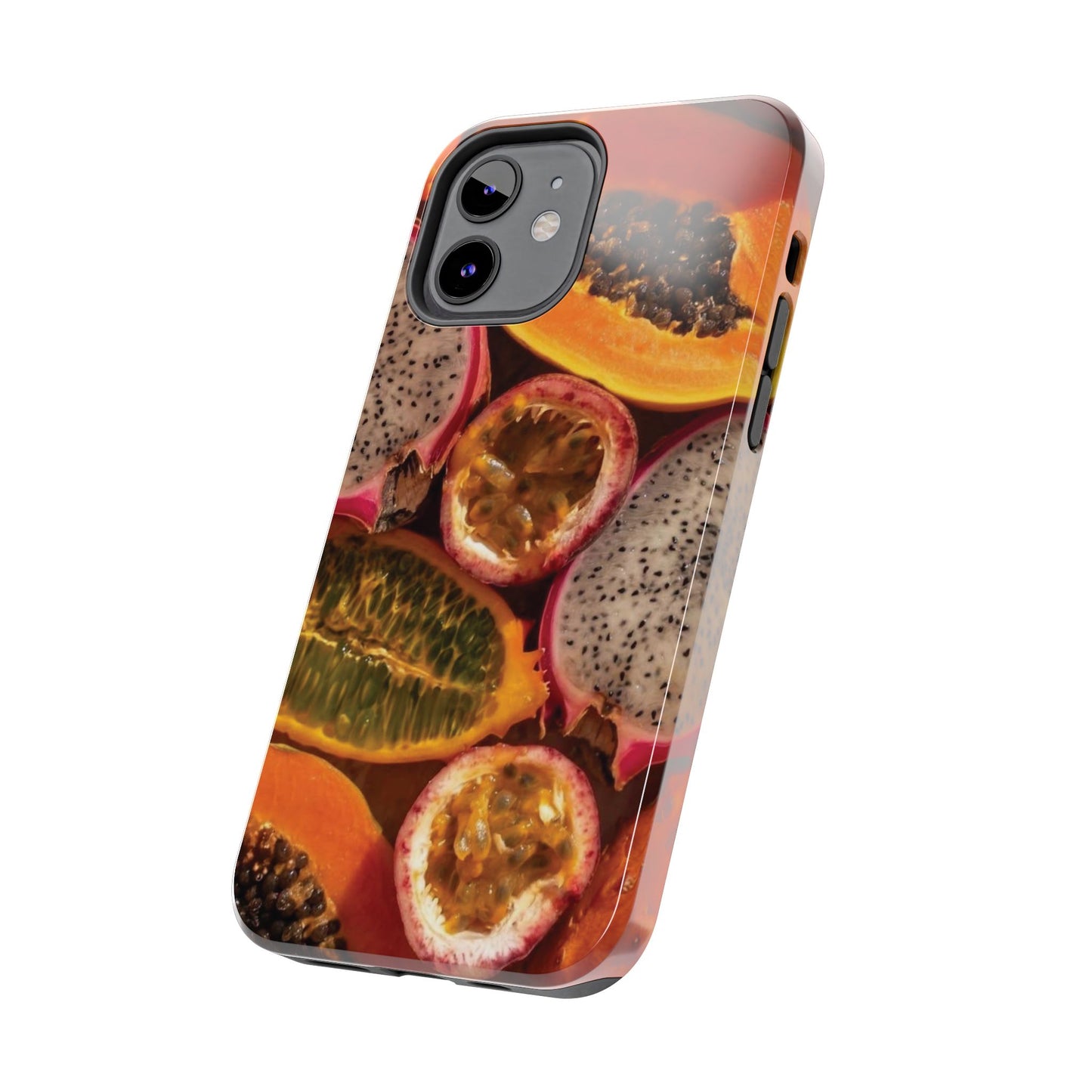 Tropical Fruit Tough Phone Case — Papaya & Dragon Fruit Design