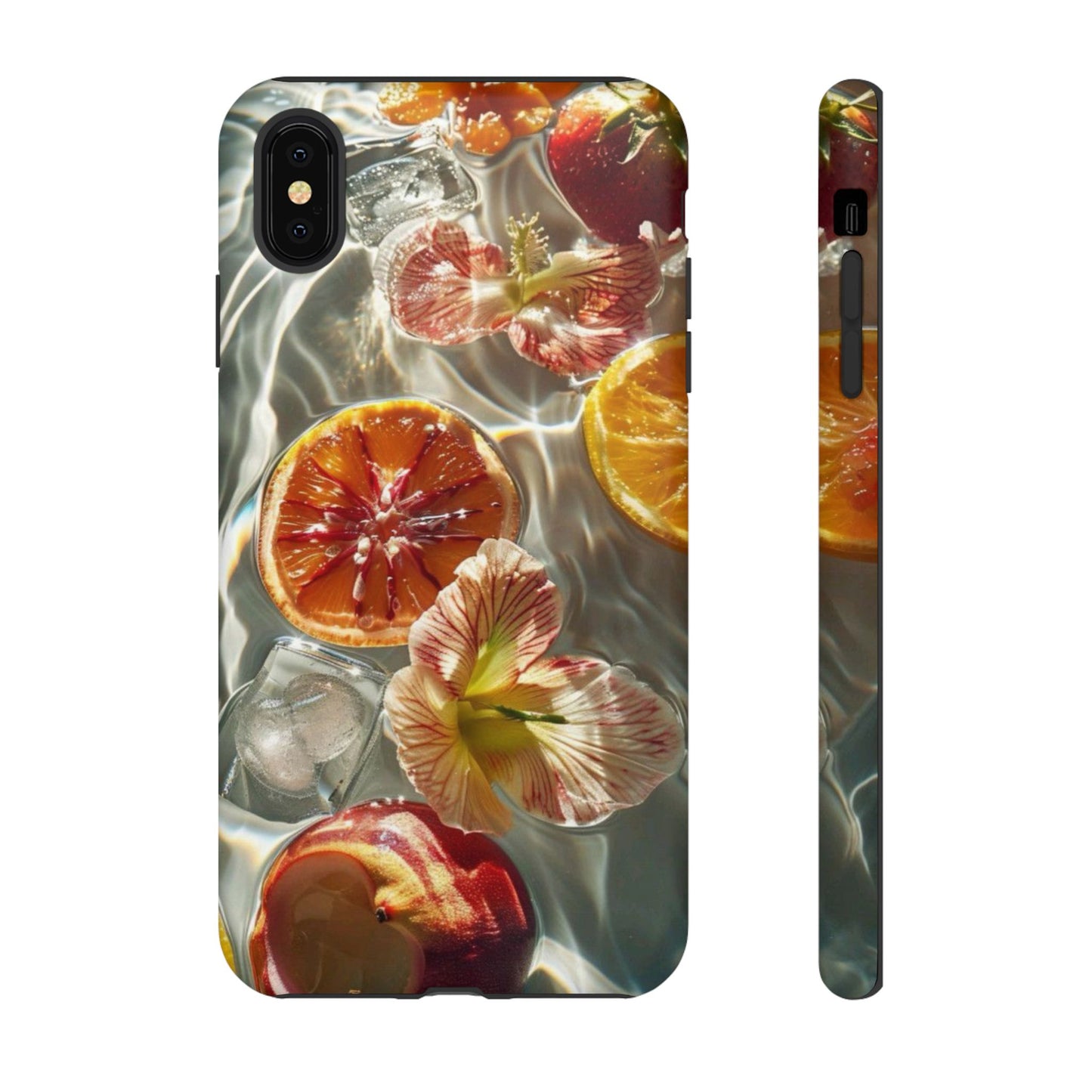 Citrus & Hibiscus Protective Phone Case – Summer Fruit Water Print Tough Case