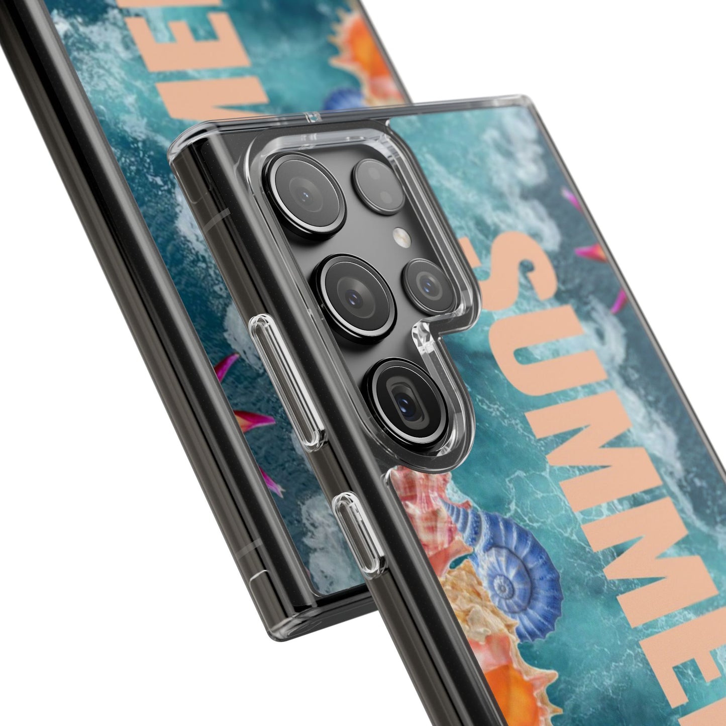Summer Floral Clear Impact Phone Case — "SUMMER" Tropical Hibiscus Design