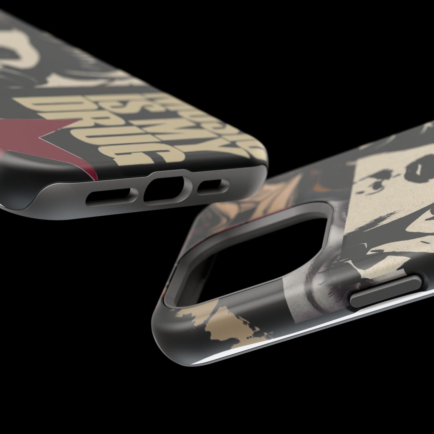 Magnetic Impact Phone Case — Retro Pop Art "Music Is My Drug" Design