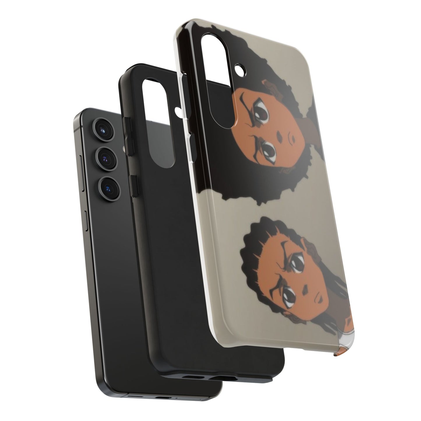 Tough Phone Case — Afro Anime Duo Face Design, Protective Shockproof Cover