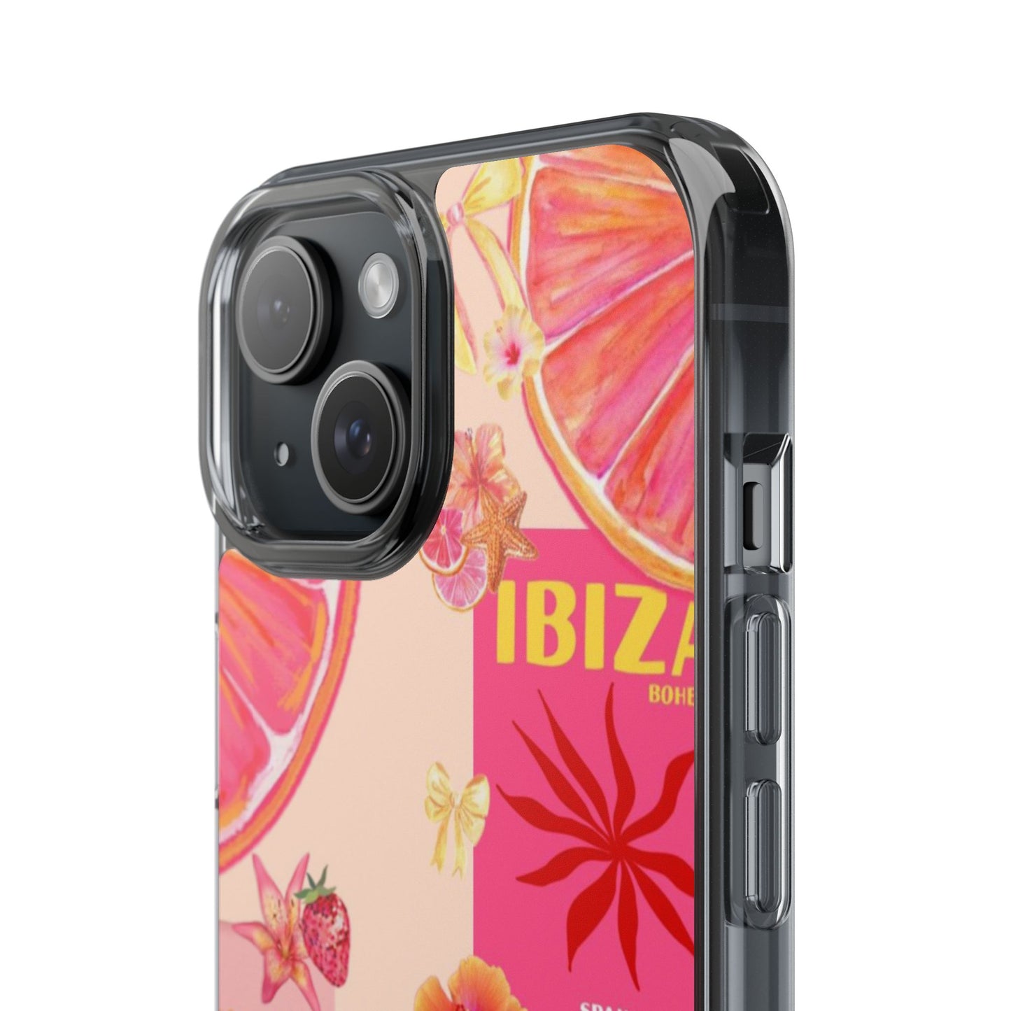 Clear Impact Phone Case — Pink Ibiza Citrus Floral Design