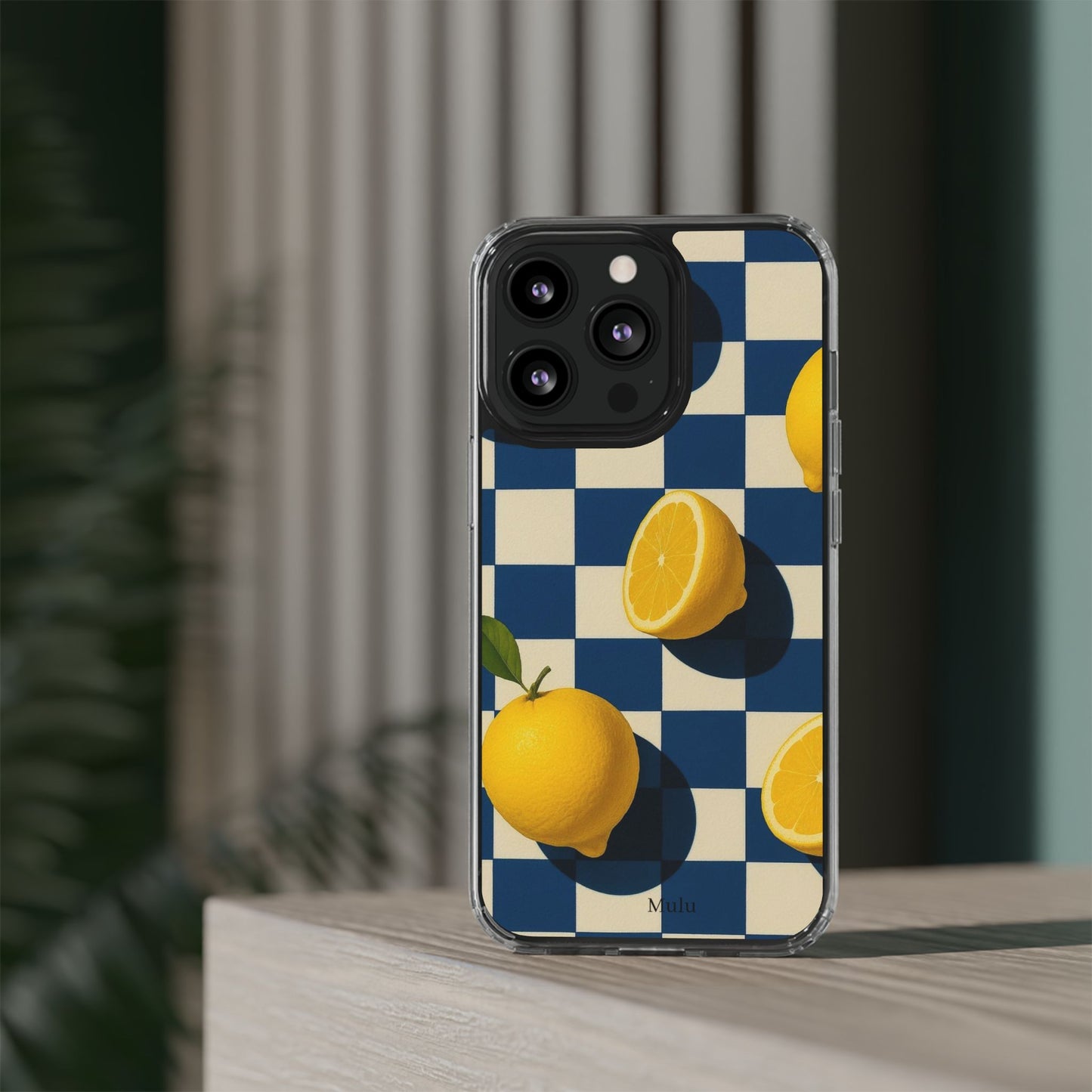 Clear Impact-Resistant Case — Retro Checkered Lemons Phone Case