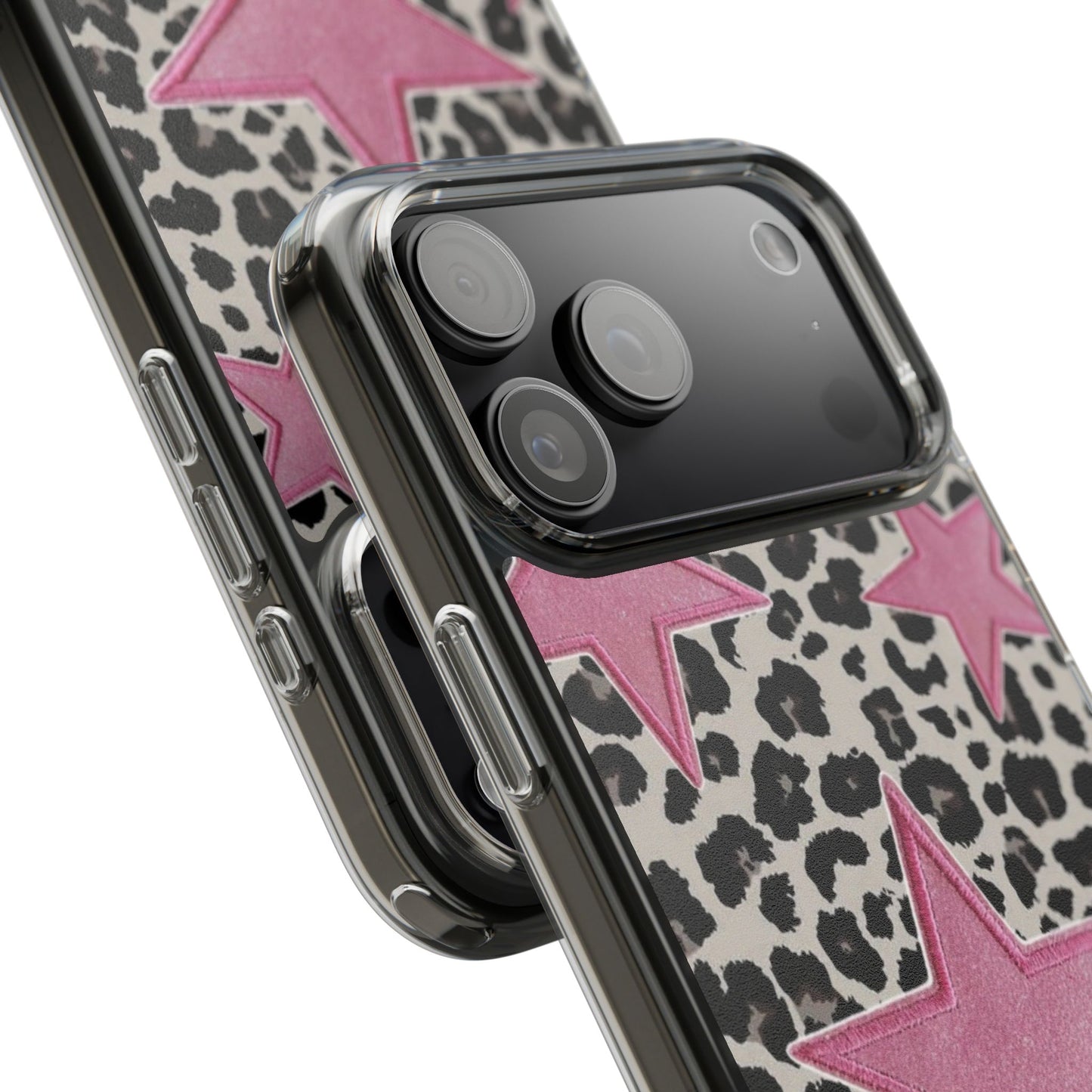 Pink Star Leopard Clear Impact Phone Case