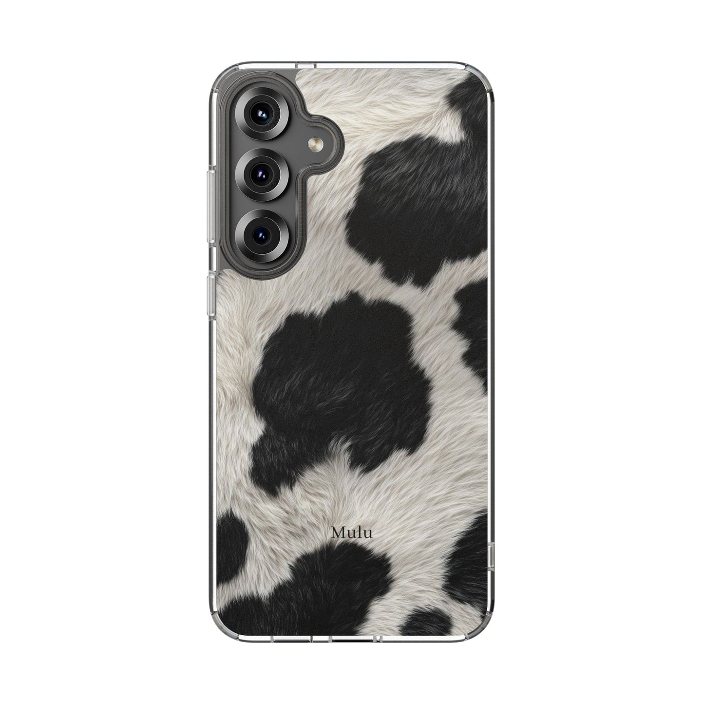 Cow Print Clear Impact Phone Case — Faux Fur Black & White Protection