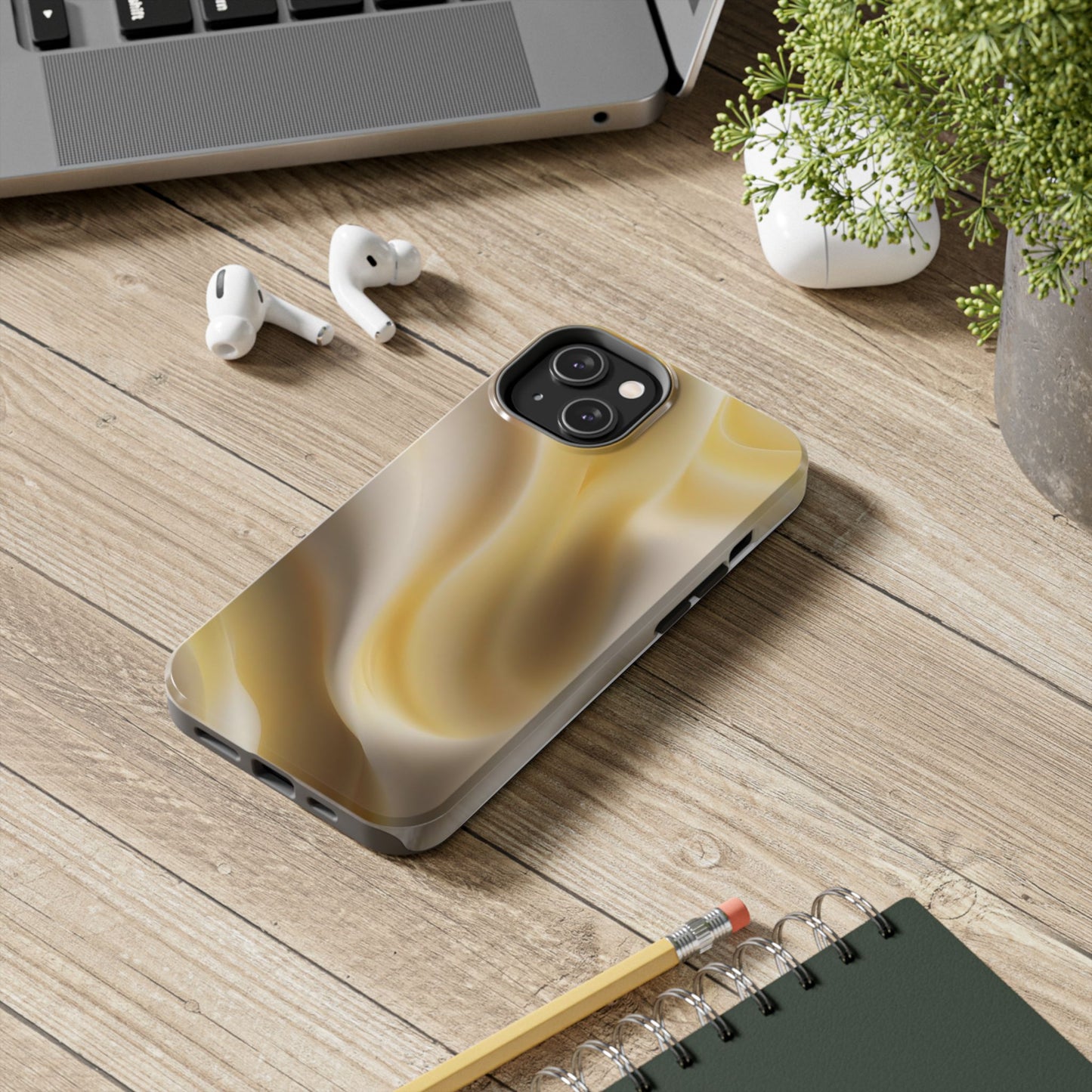 Gold Marble Tough Phone Case — Protective iPhone Case with Elegant Swirl Design