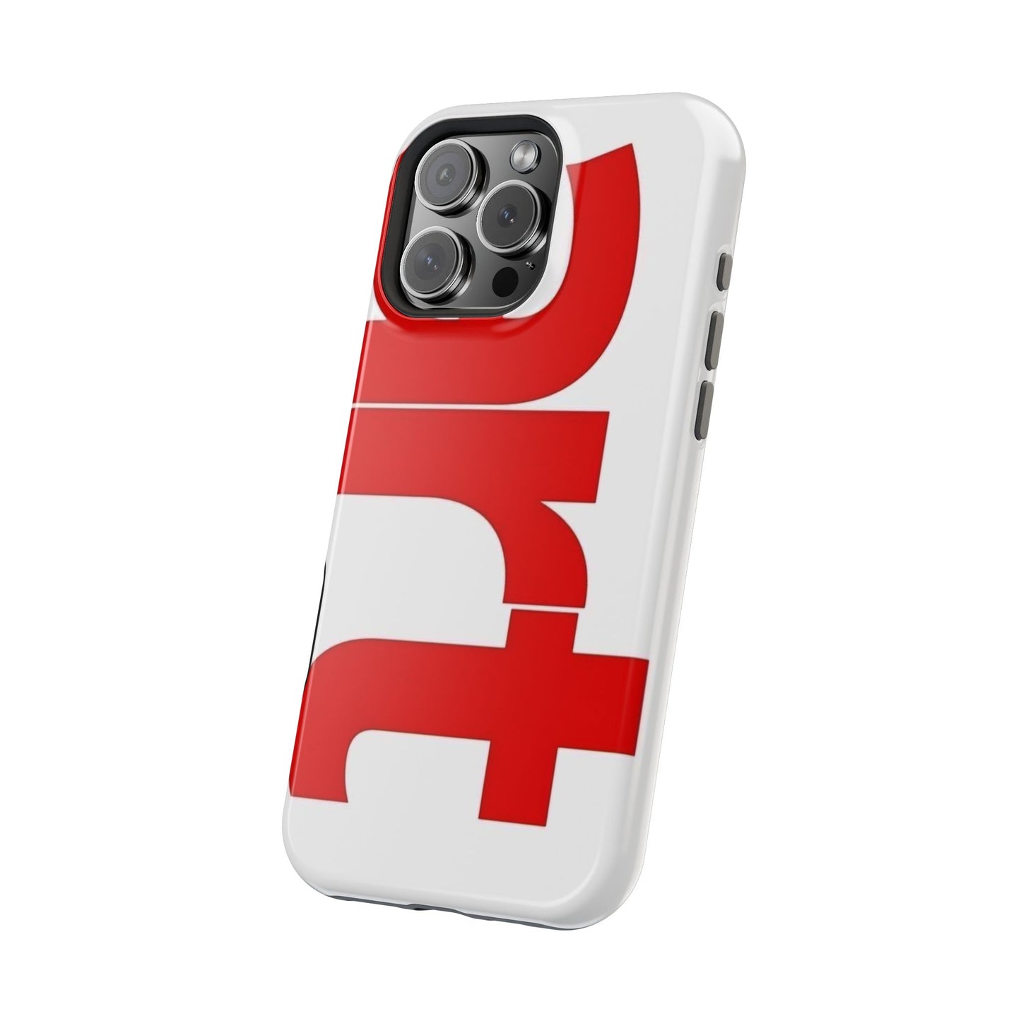 Magnetic Impact-Resistant Phone Case — Bold Red Typographic Design