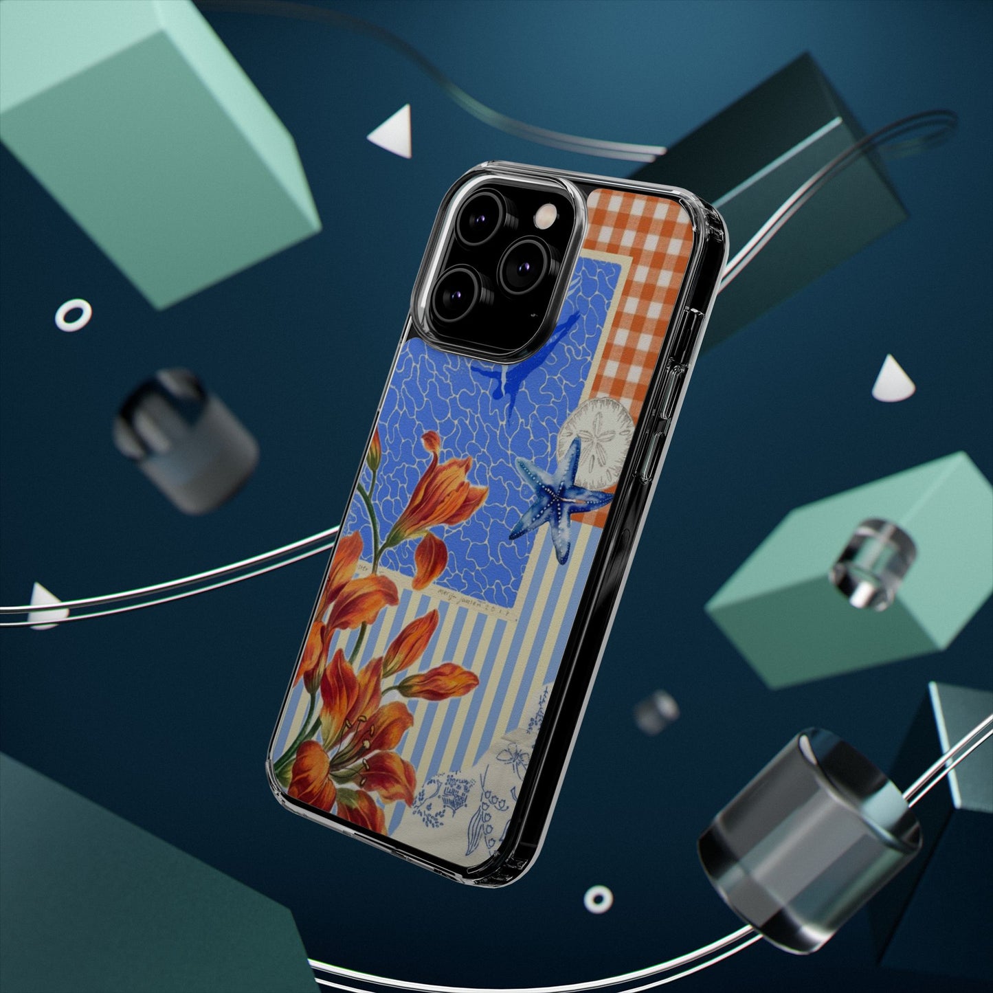 Floral Patchwork Clear Impact-Resistant Phone Case
