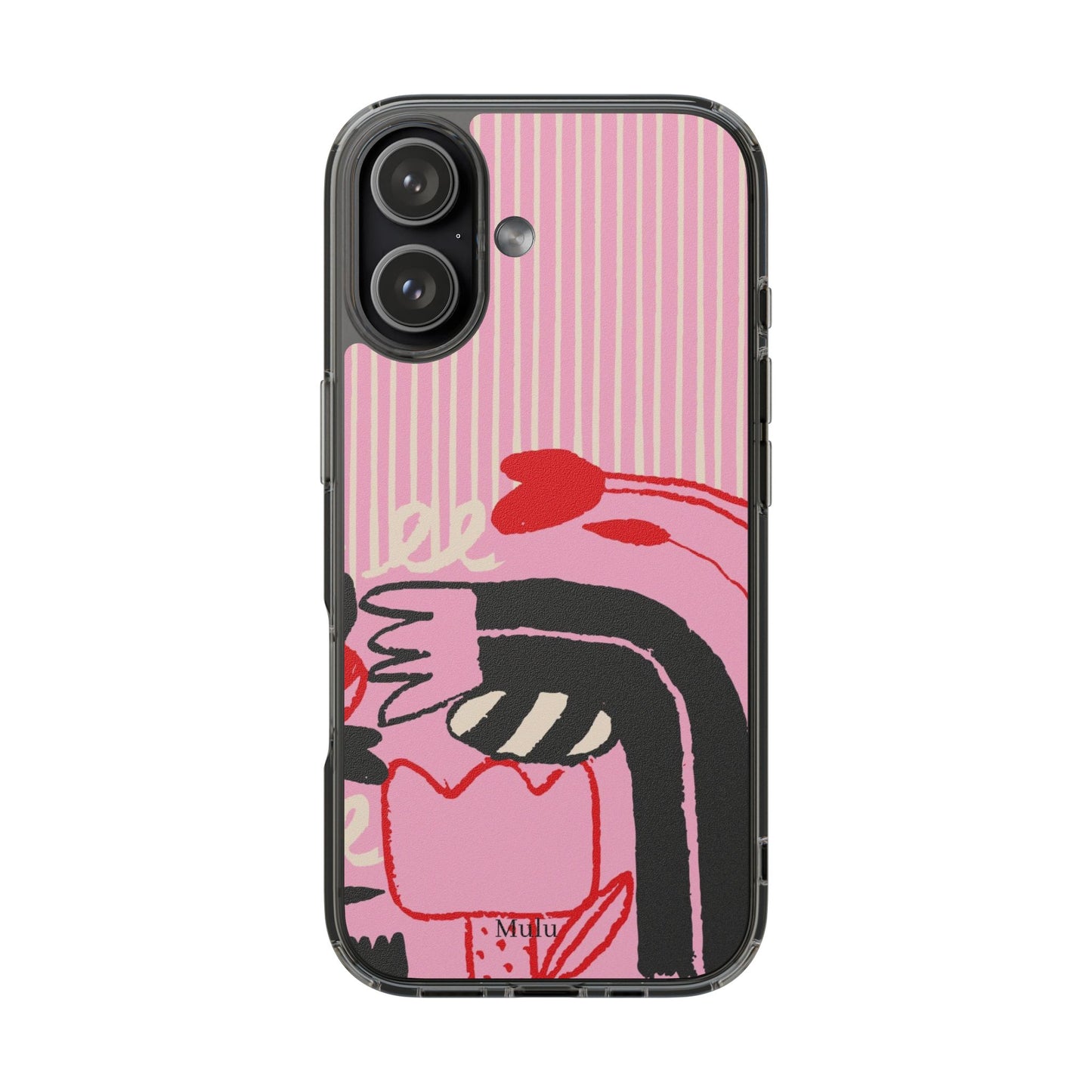 Clear Impact-Resistant Case — Pink Cute Heart Cartoon Design