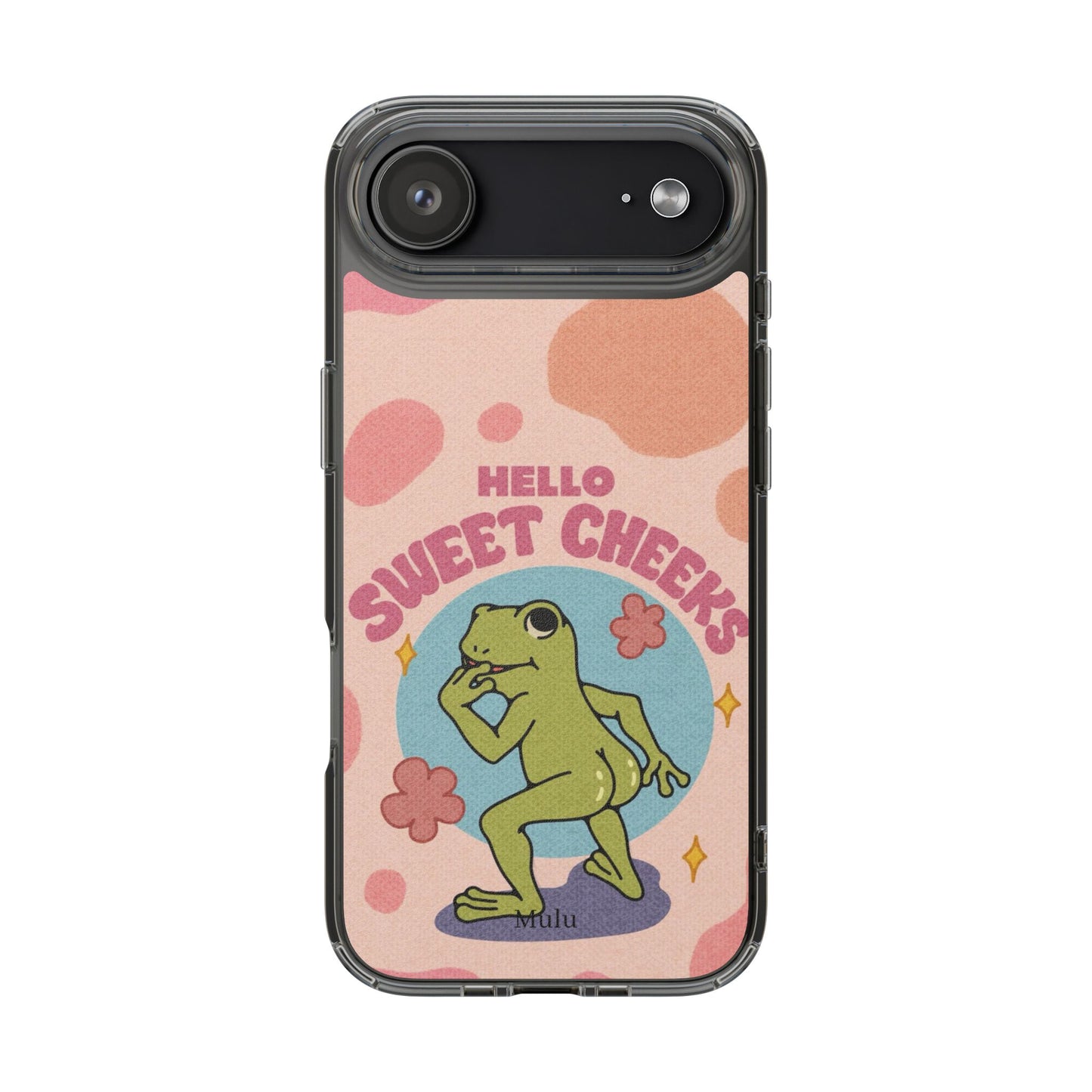 Clear Impact Phone Case — "Hello Sweet Cheeks" Retro Frog Design