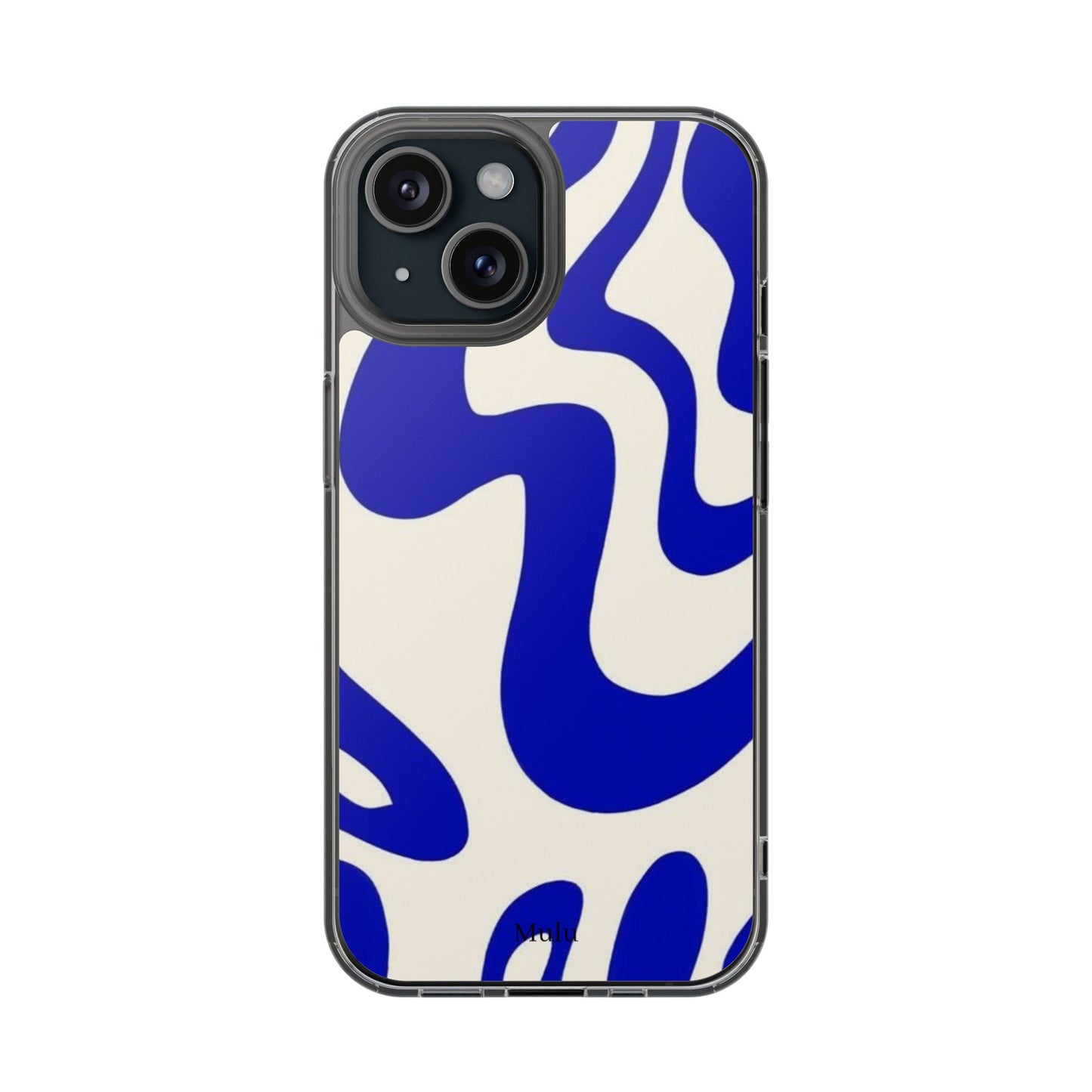 Clear Impact-Resistant Case — Blue Abstract Wavy Pattern