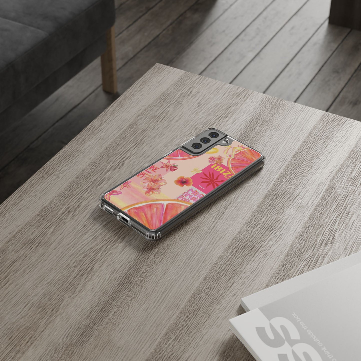 Clear Impact Phone Case — Pink Ibiza Citrus Floral Design