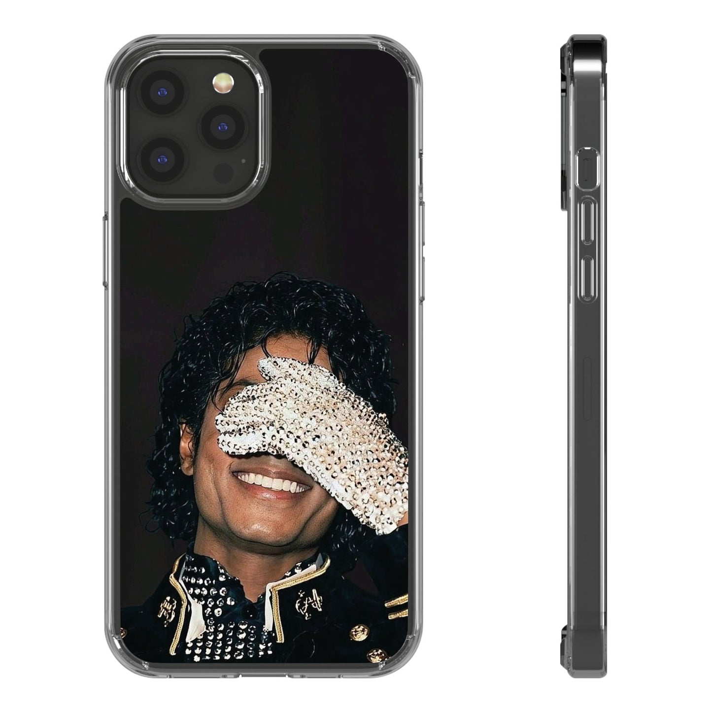 Michael Jackson Smiling Portrait Clear Phone Case — Retro Pop Icon Design