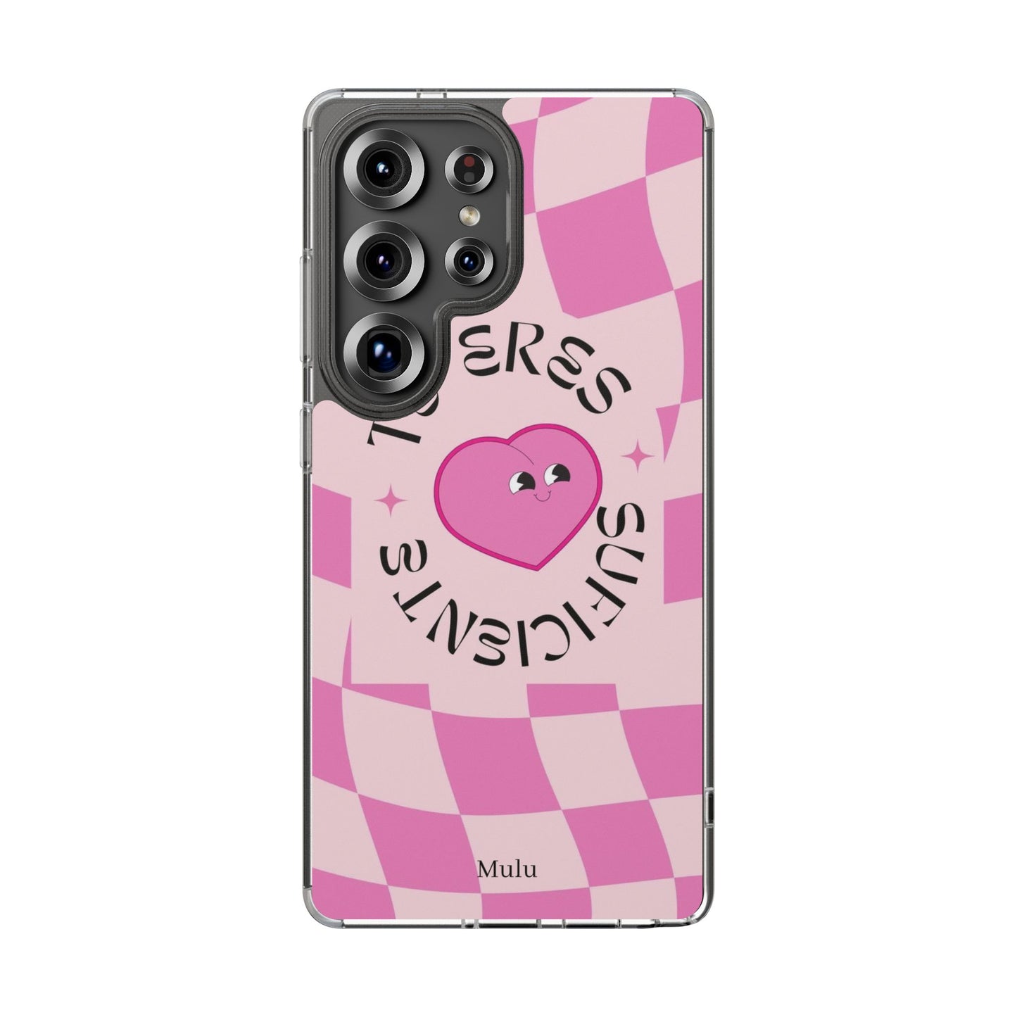 Clear Impact-Resistant Phone Case — Pink Checkerheart “Tu Eres Suficiente” Design