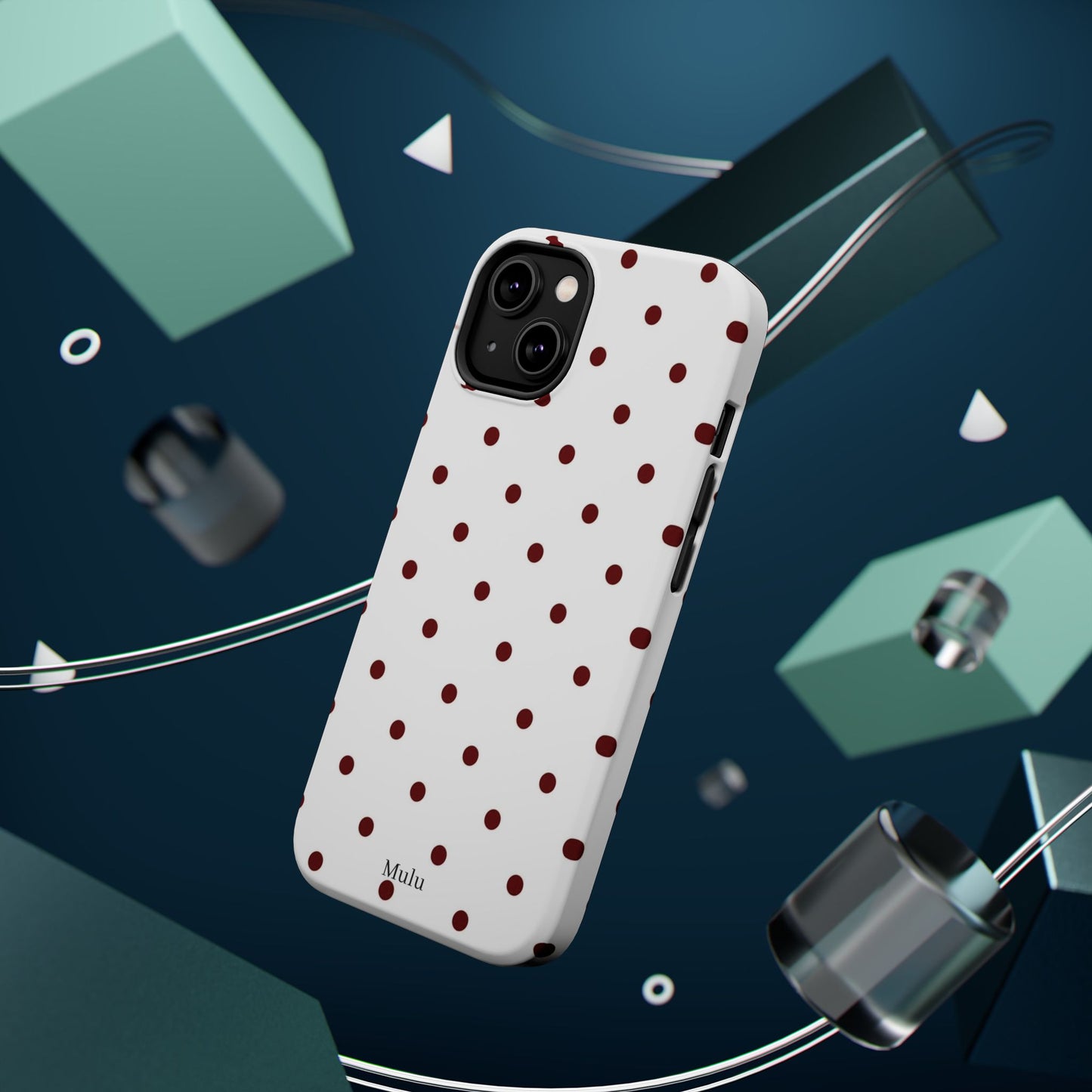 Polka Dot Magnetic Impact-Resistant Phone Case — Red Dots on White