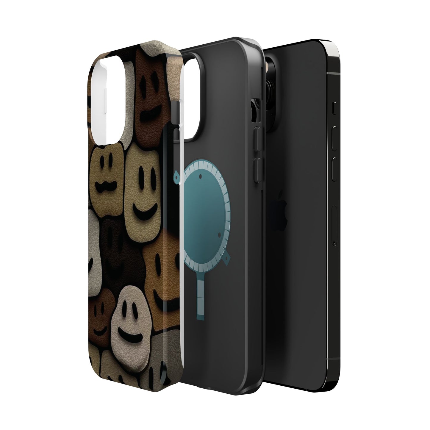 Magnetic Impact-Resistant Case — Brown Smiley Tile Phone Cover