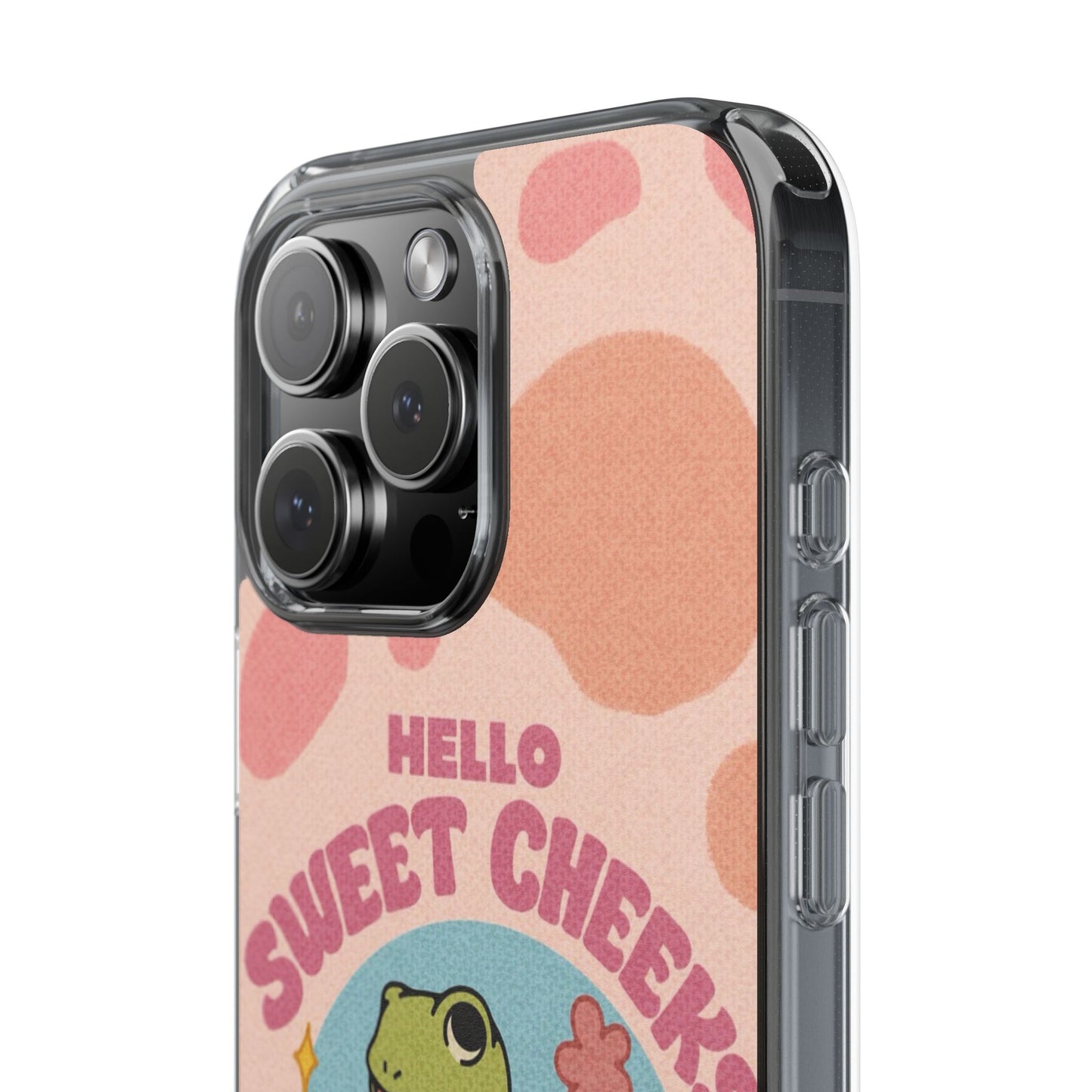 Clear Impact Phone Case — "Hello Sweet Cheeks" Retro Frog Design