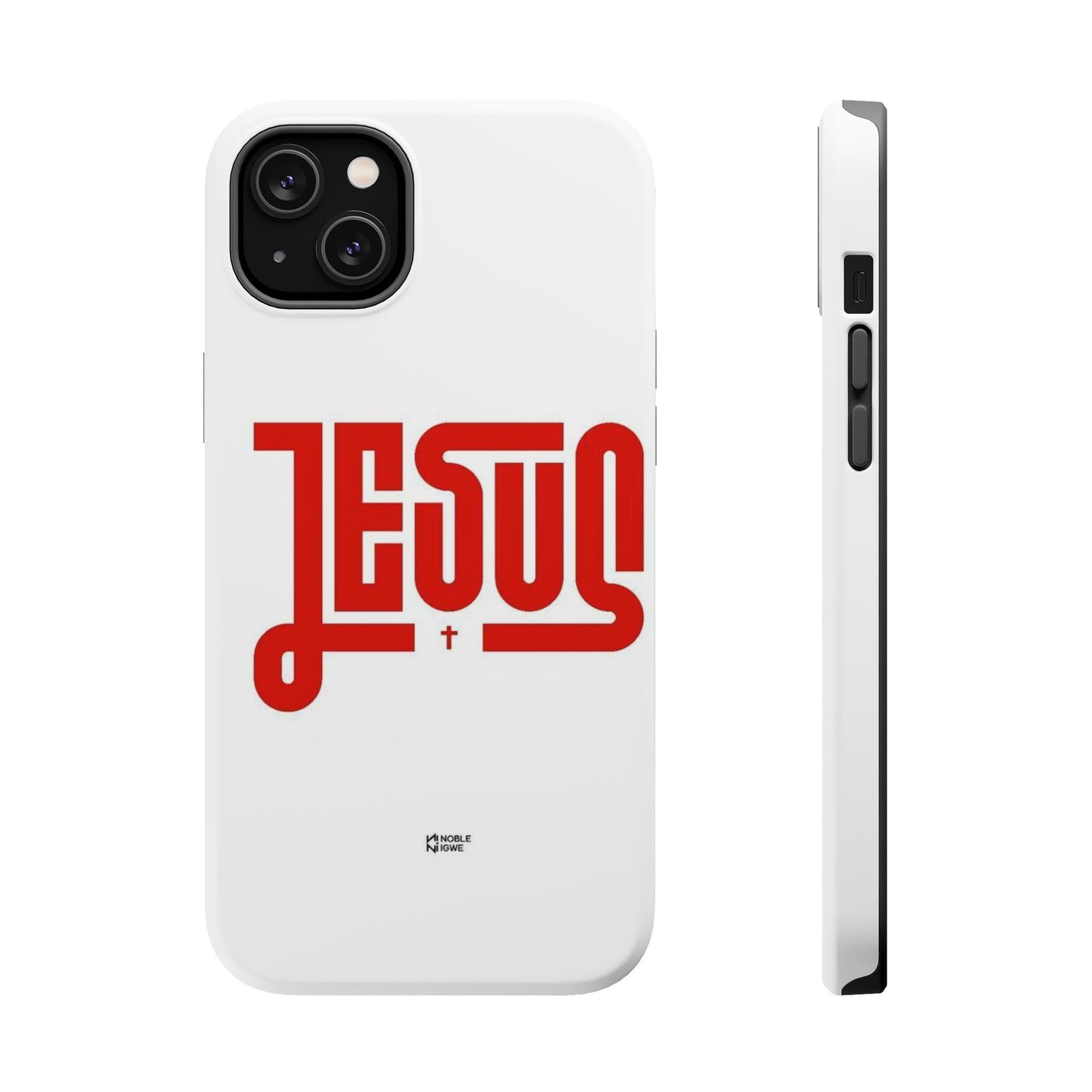 Jesus Magnetic Impact‑Resistant Phone Case — Bold Red Script Christian iPhone Cover