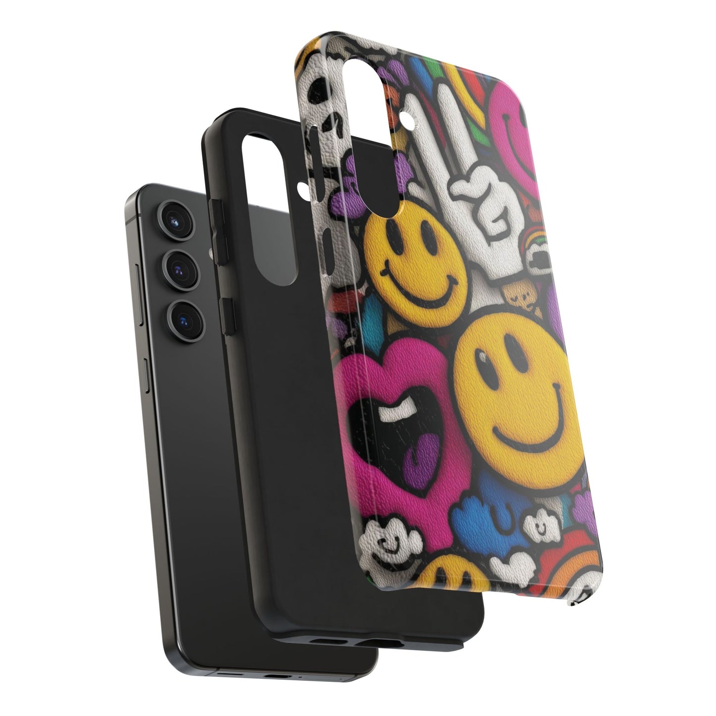 Smiley Graffiti Tough Phone Case – Colorful Urban Art Protection