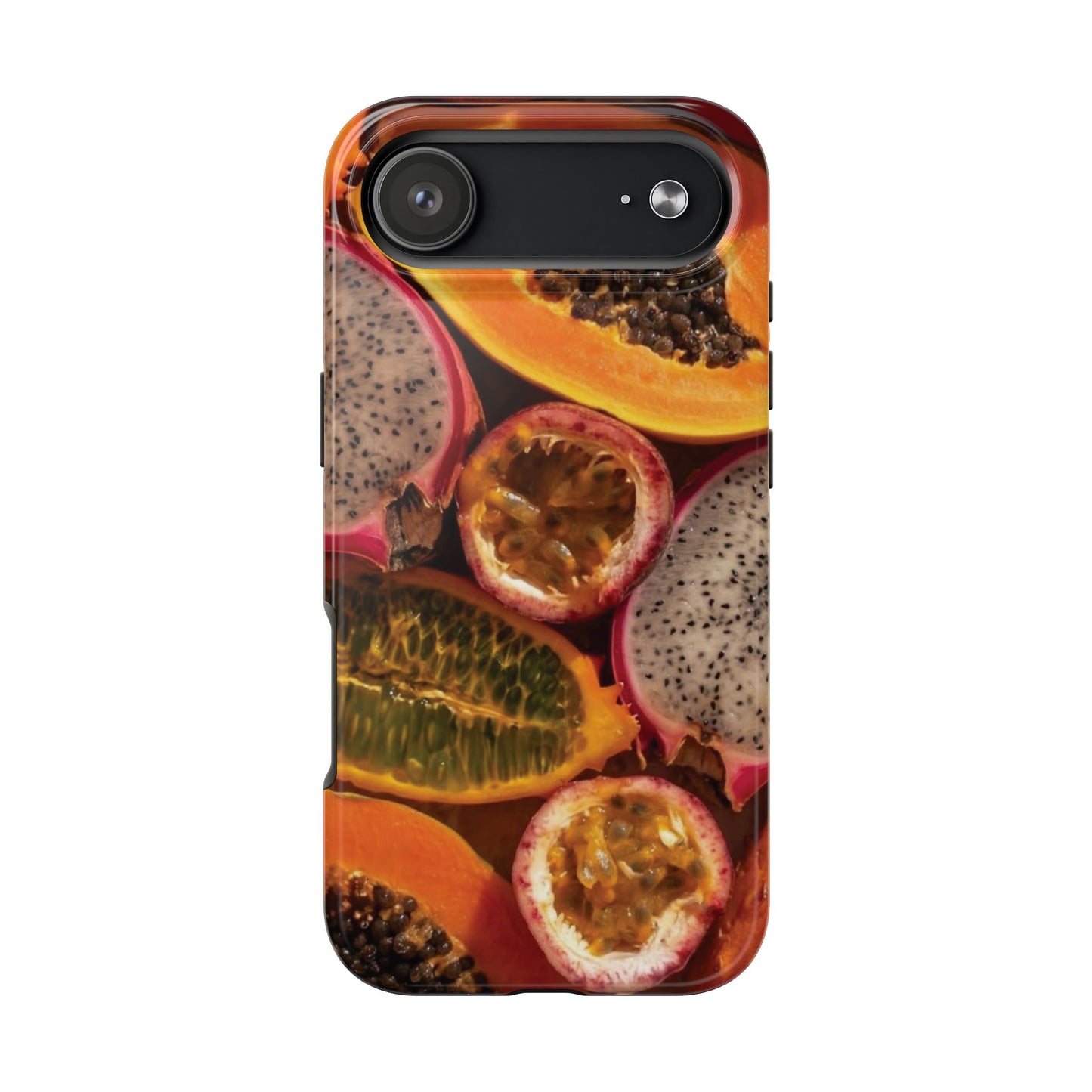 Tropical Fruit Tough Phone Case — Papaya & Dragon Fruit Design