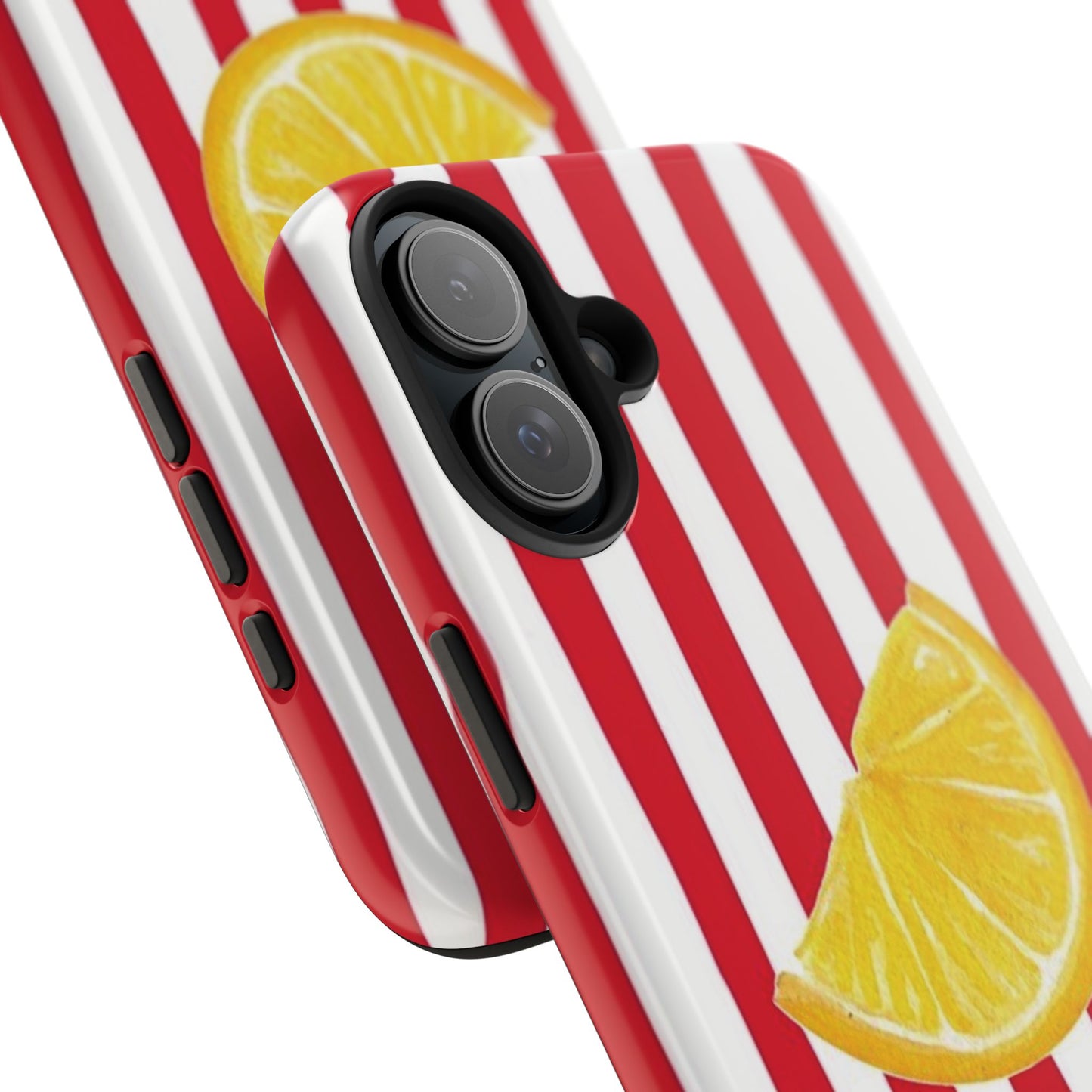 Lemon Slice Red & White Stripe Tough Phone Case