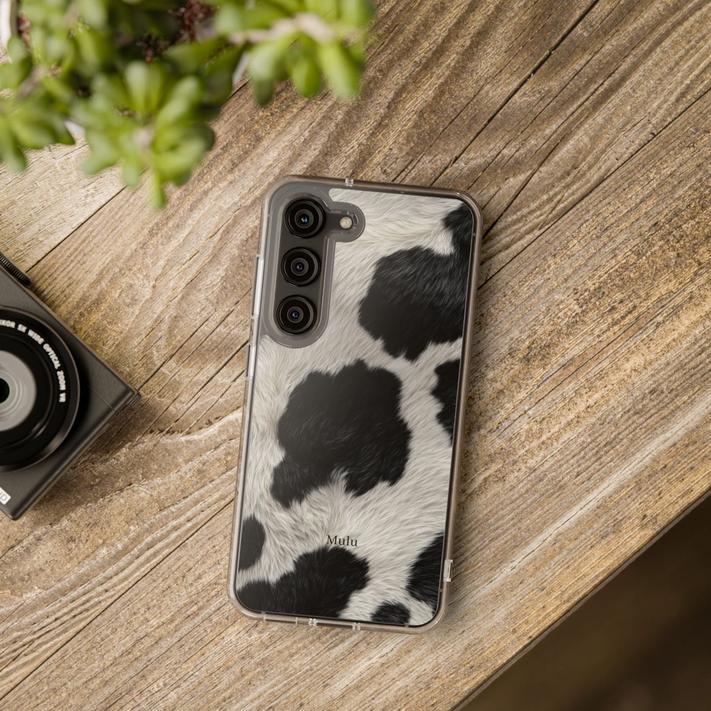 Cow Print Clear Impact Phone Case — Faux Fur Black & White Protection