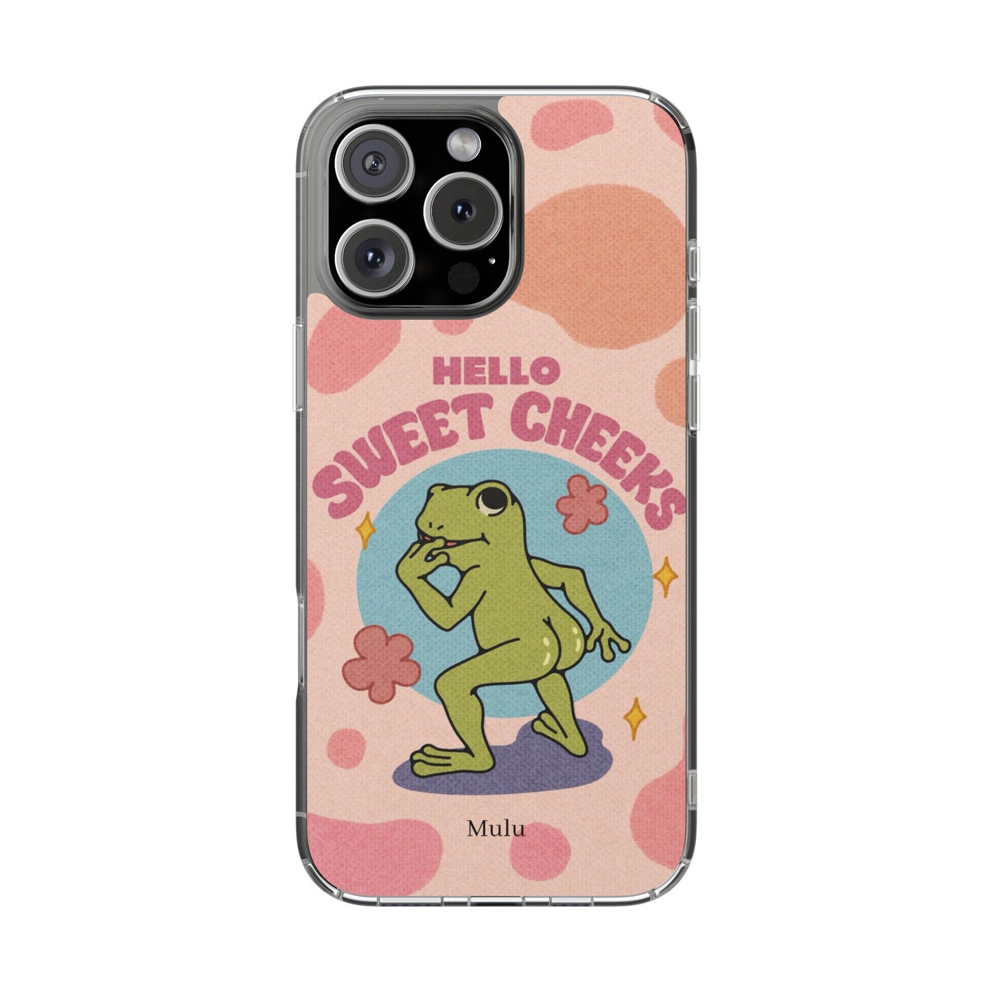 Clear Impact Phone Case — "Hello Sweet Cheeks" Retro Frog Design