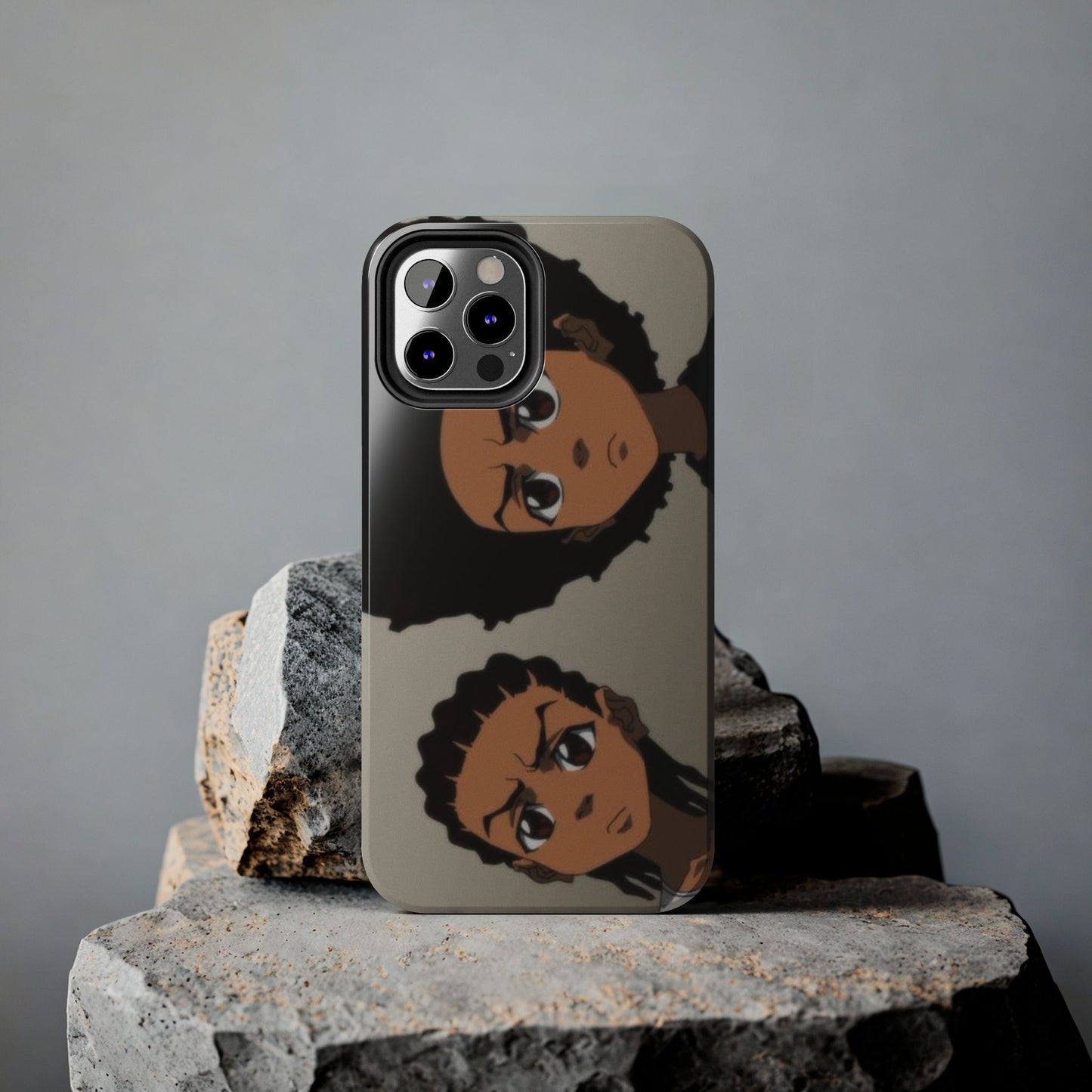 Tough Phone Case — Afro Anime Duo Face Design, Protective Shockproof Cover