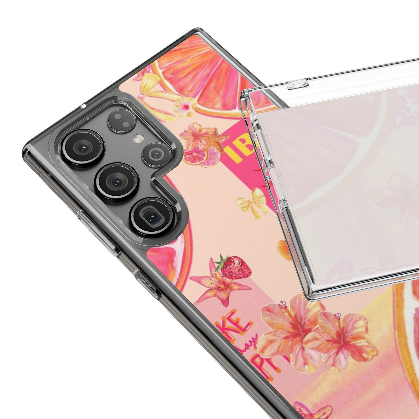 Clear Impact Phone Case — Pink Ibiza Citrus Floral Design