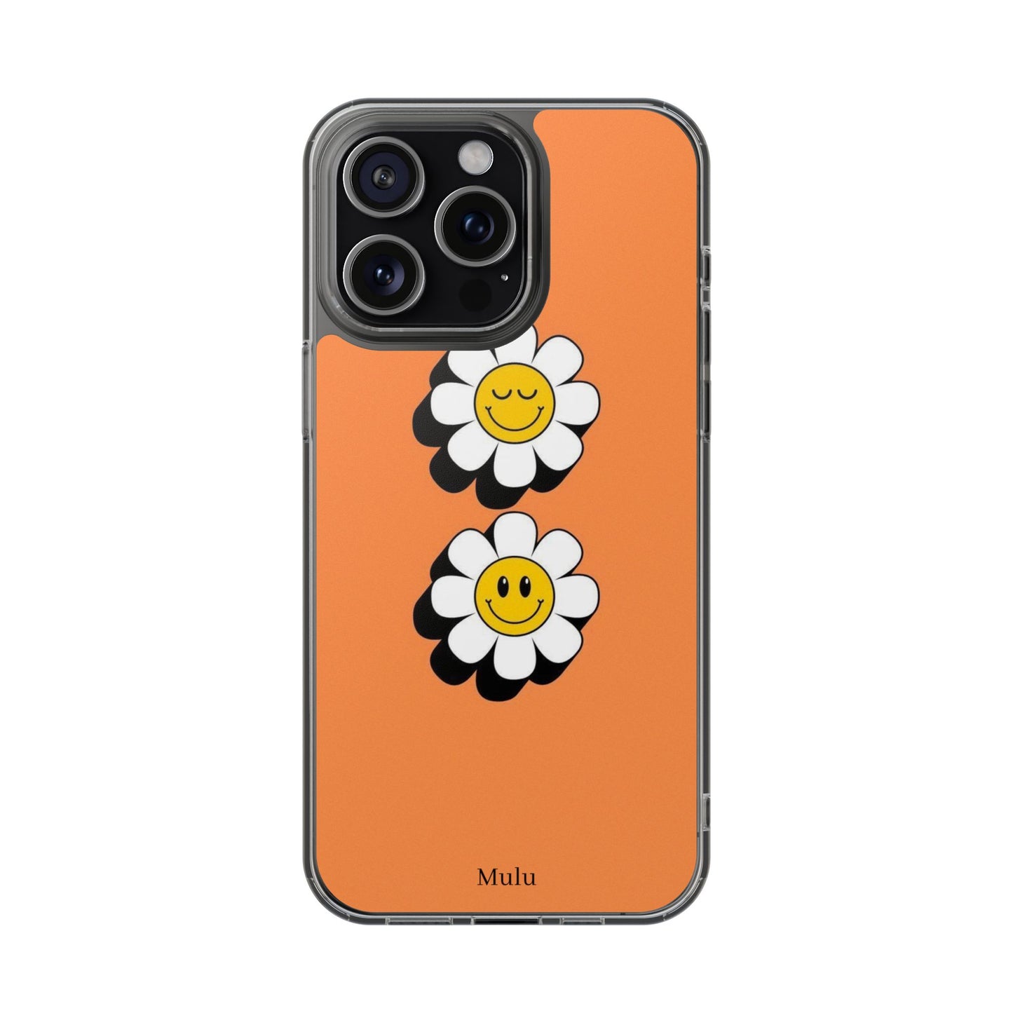 Phone Case — Orange Smiley Daisy Clear Impact‑Resistant Case