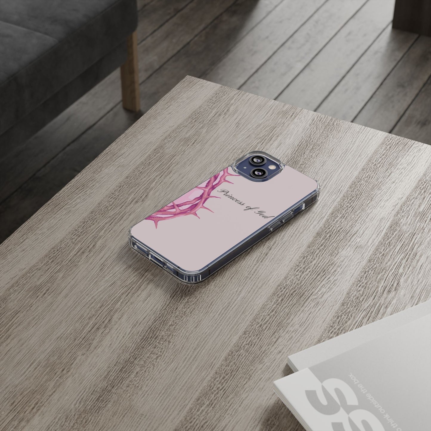 Phone Case — "Princess of God" Pink Crown of Thorns Clear Impact-Resistant Case