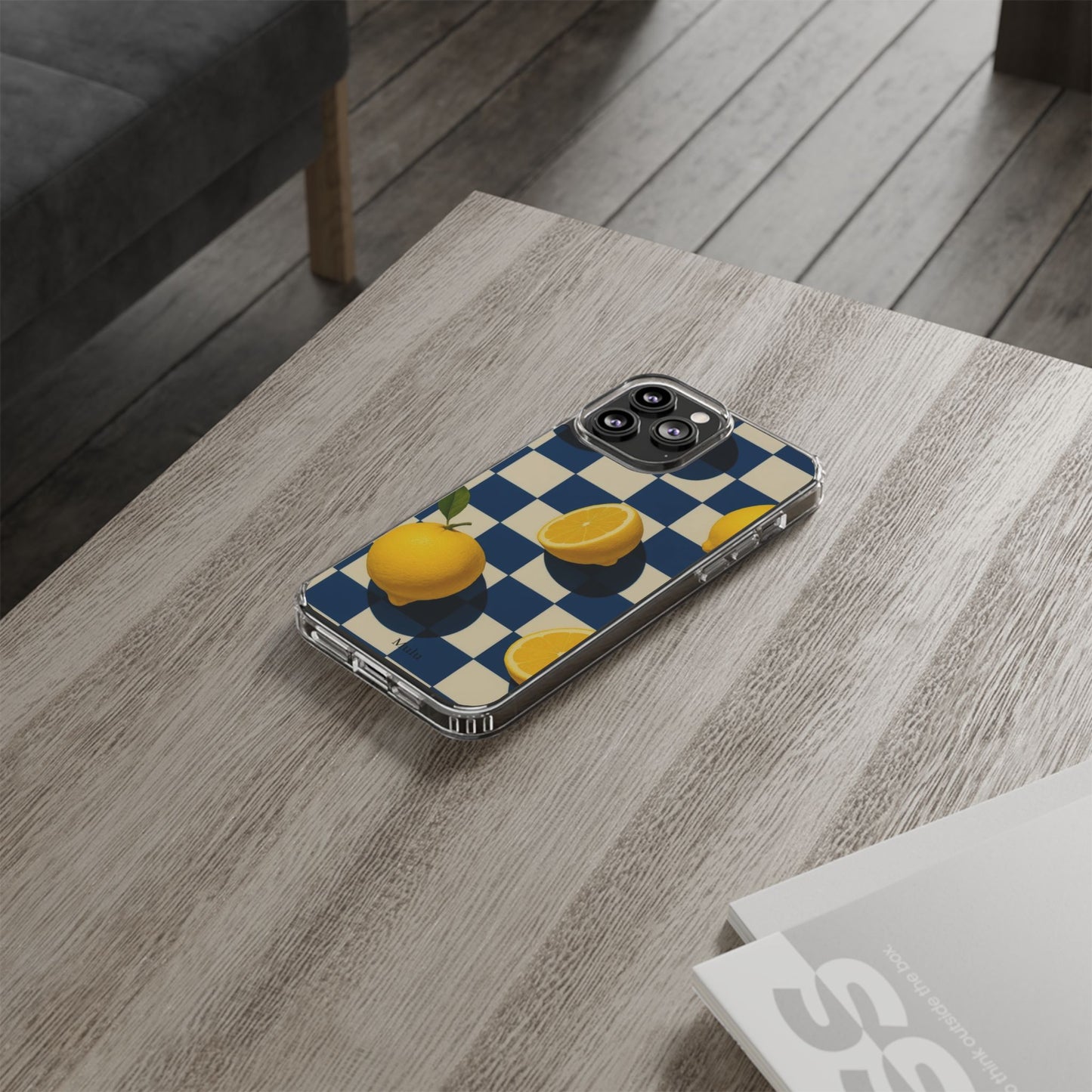 Clear Impact-Resistant Case — Retro Checkered Lemons Phone Case