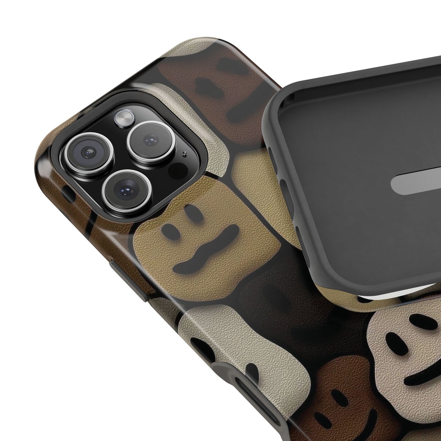 Magnetic Impact-Resistant Case — Brown Smiley Tile Phone Cover