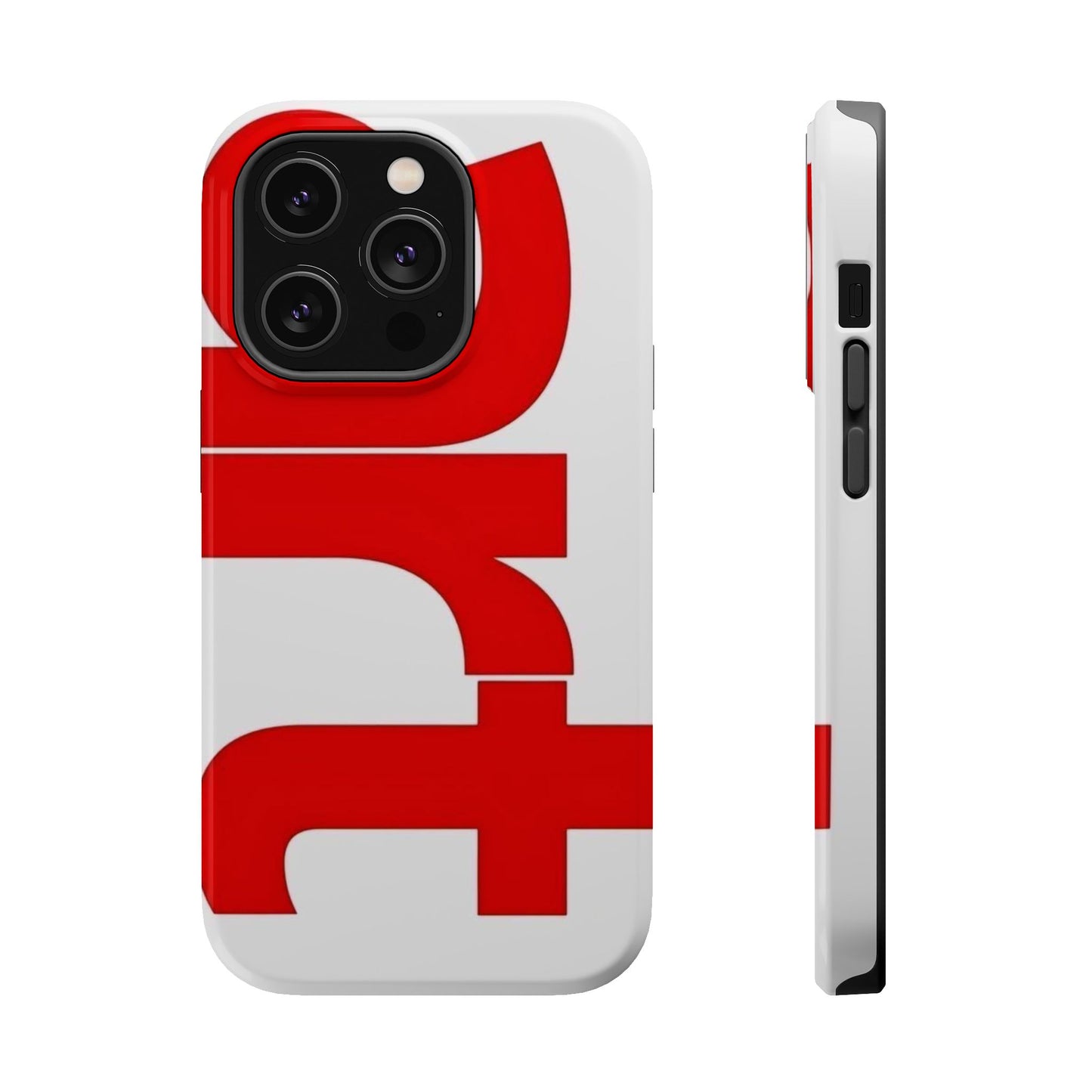 Magnetic Impact-Resistant Phone Case — Bold Red Typographic Design