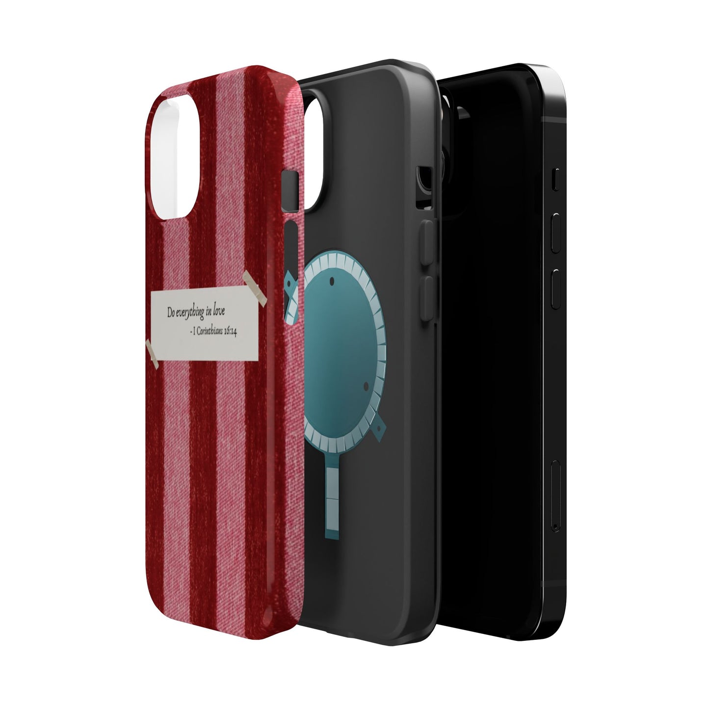 Christian Quote Red Stripe Phone Case — “Do everything in love” Magnetic Impact-Resistant Case