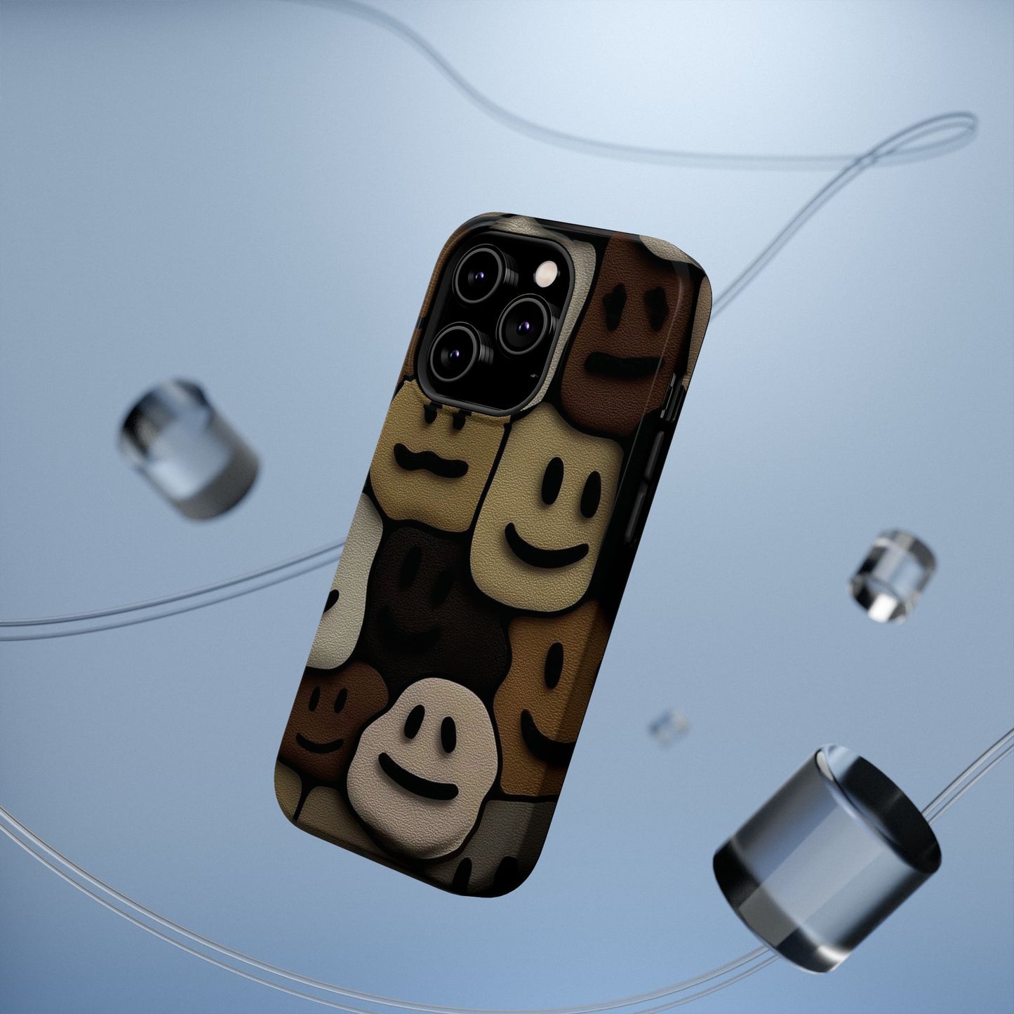 Magnetic Impact-Resistant Case — Brown Smiley Tile Phone Cover
