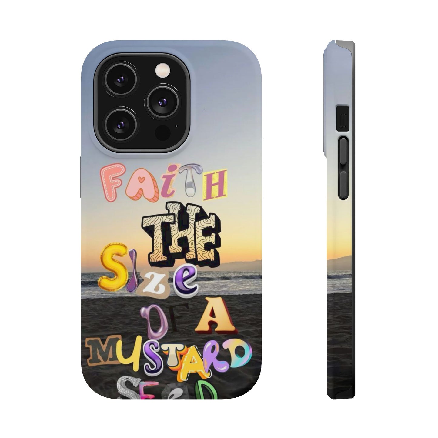Magnetic Impact-Resistant Phone Case — "Faith the Size of a Mustard Seed" Sunset Design
