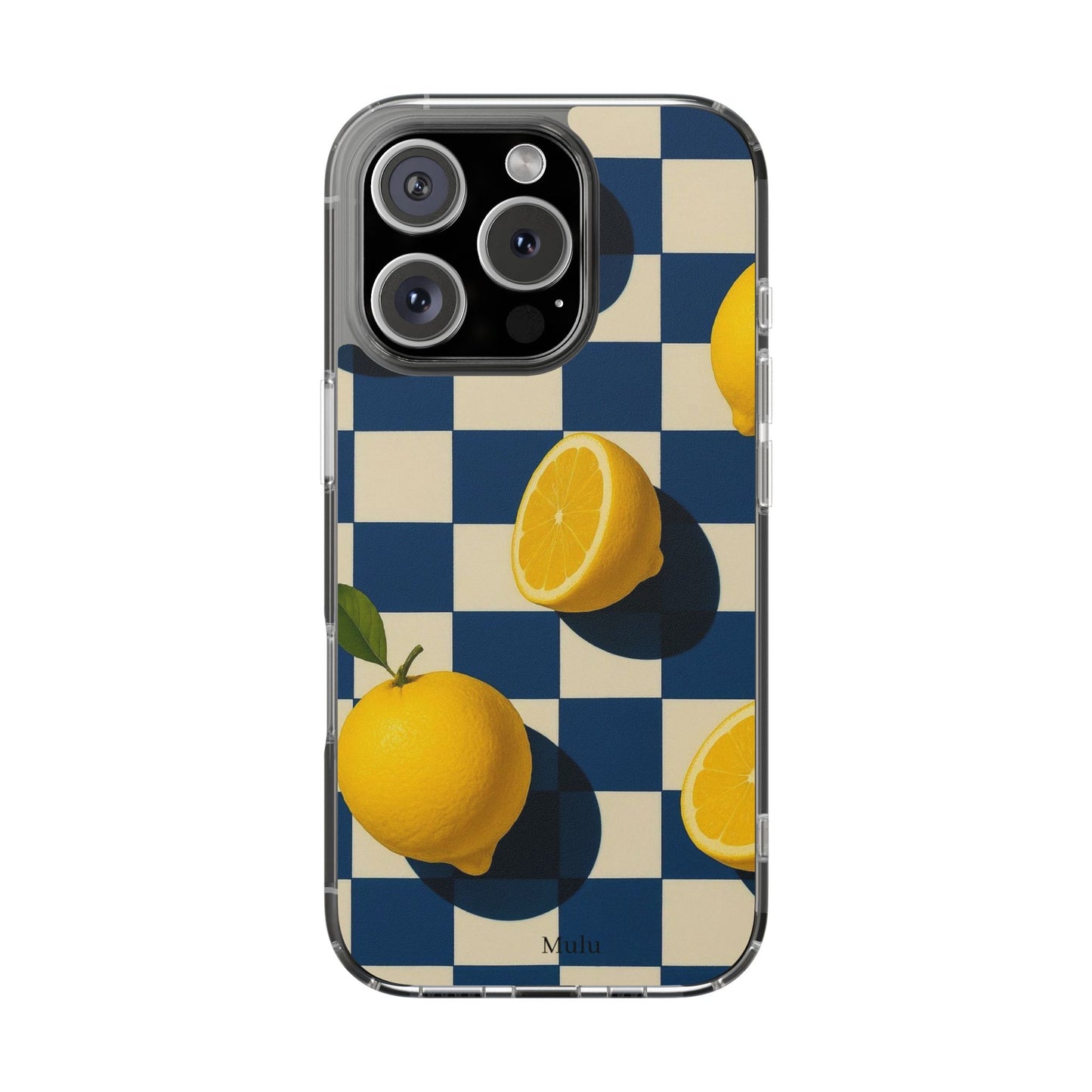 Clear Impact-Resistant Case — Retro Checkered Lemons Phone Case