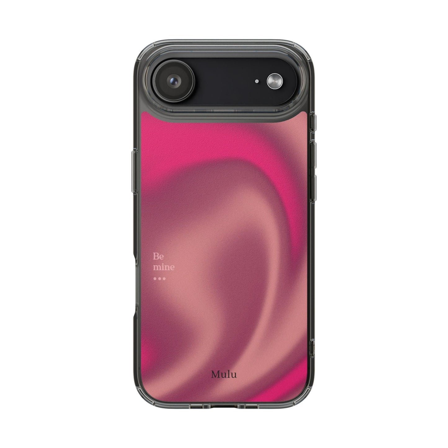 Clear Impact Phone Case — Pink Satin Swirl "Be mine" Design