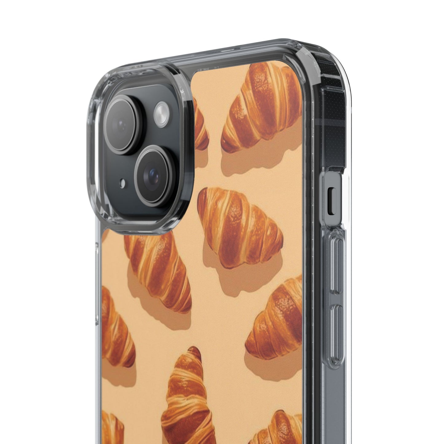 Croissant Pattern Clear Phone Case — Bakery-themed Transparent iPhone Cover