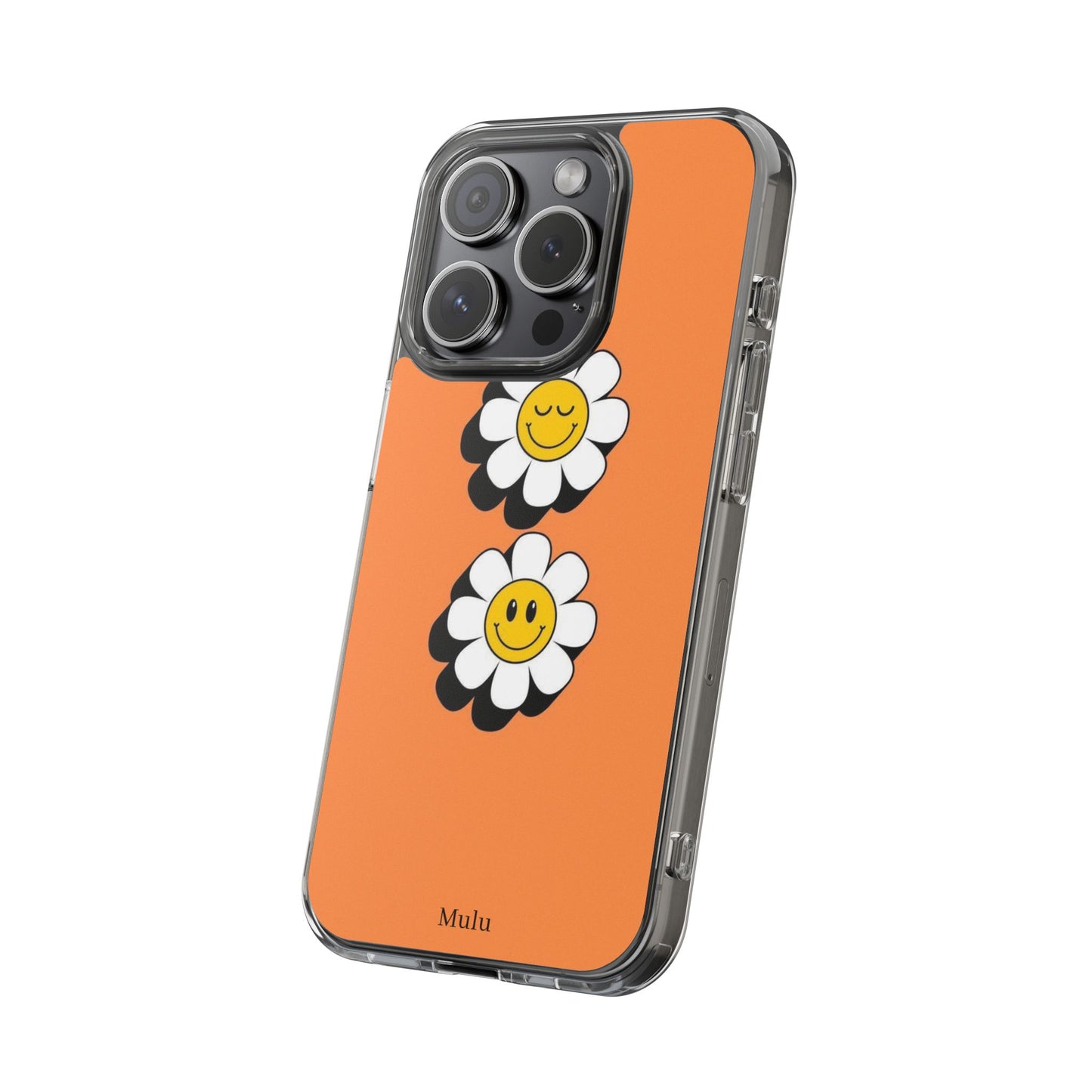 Phone Case — Orange Smiley Daisy Clear Impact‑Resistant Case