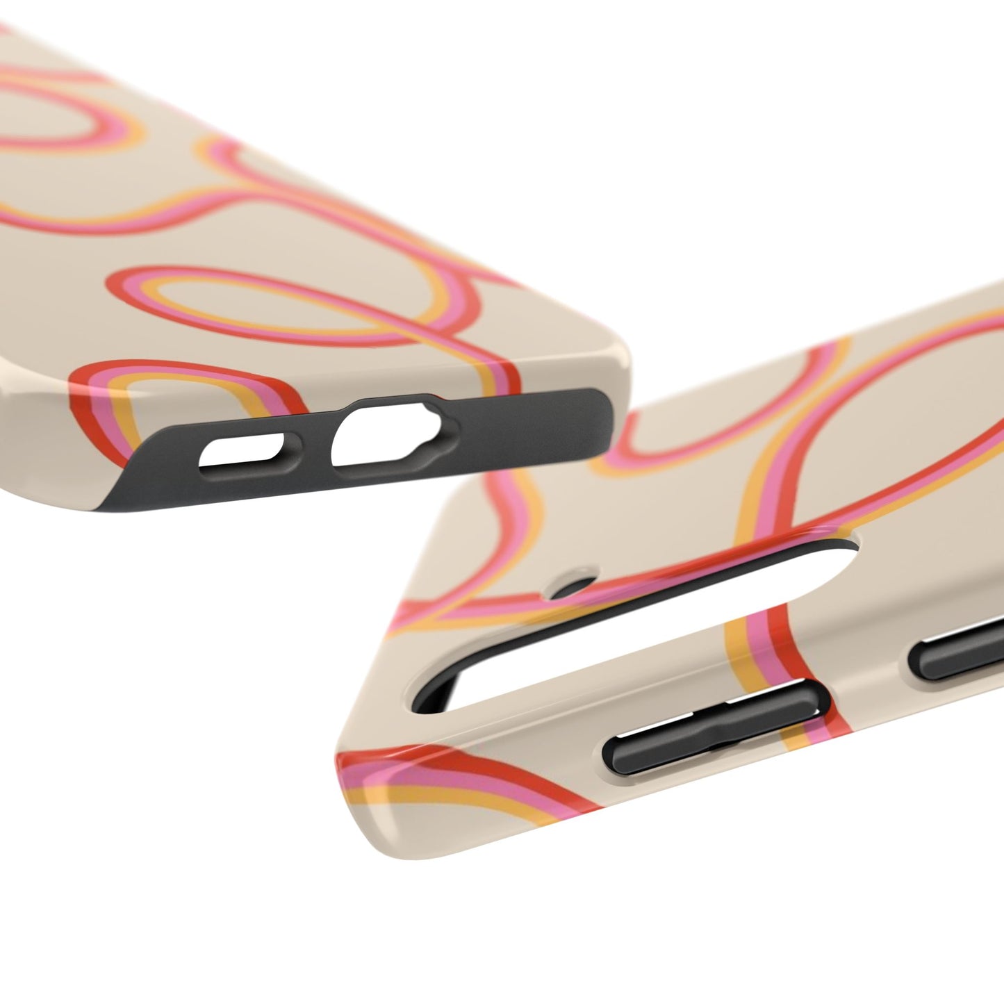Retro Swirl Tough Phone Case — Beige Pink Orange Abstract Protection