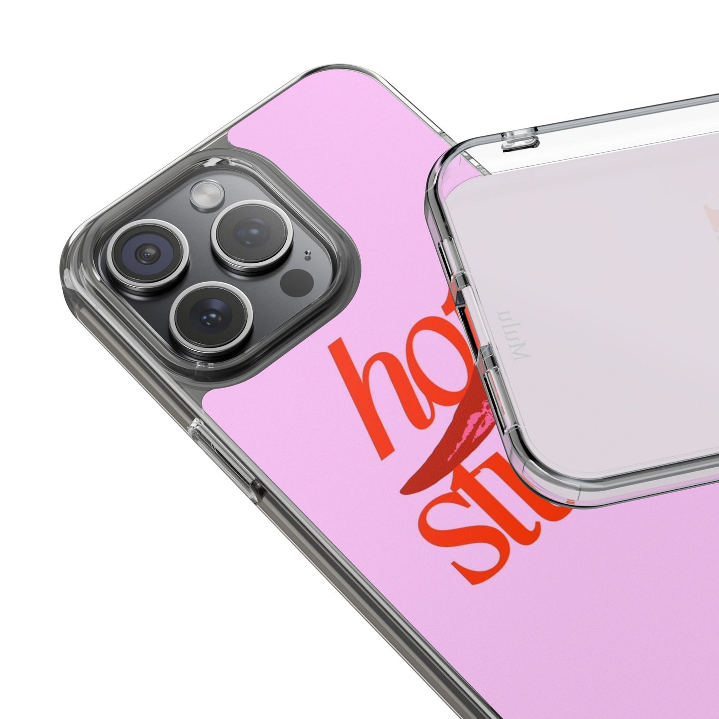 Hot Stuff Clear Impact Phone Case — Pink Retro Typography iPhone Cover
