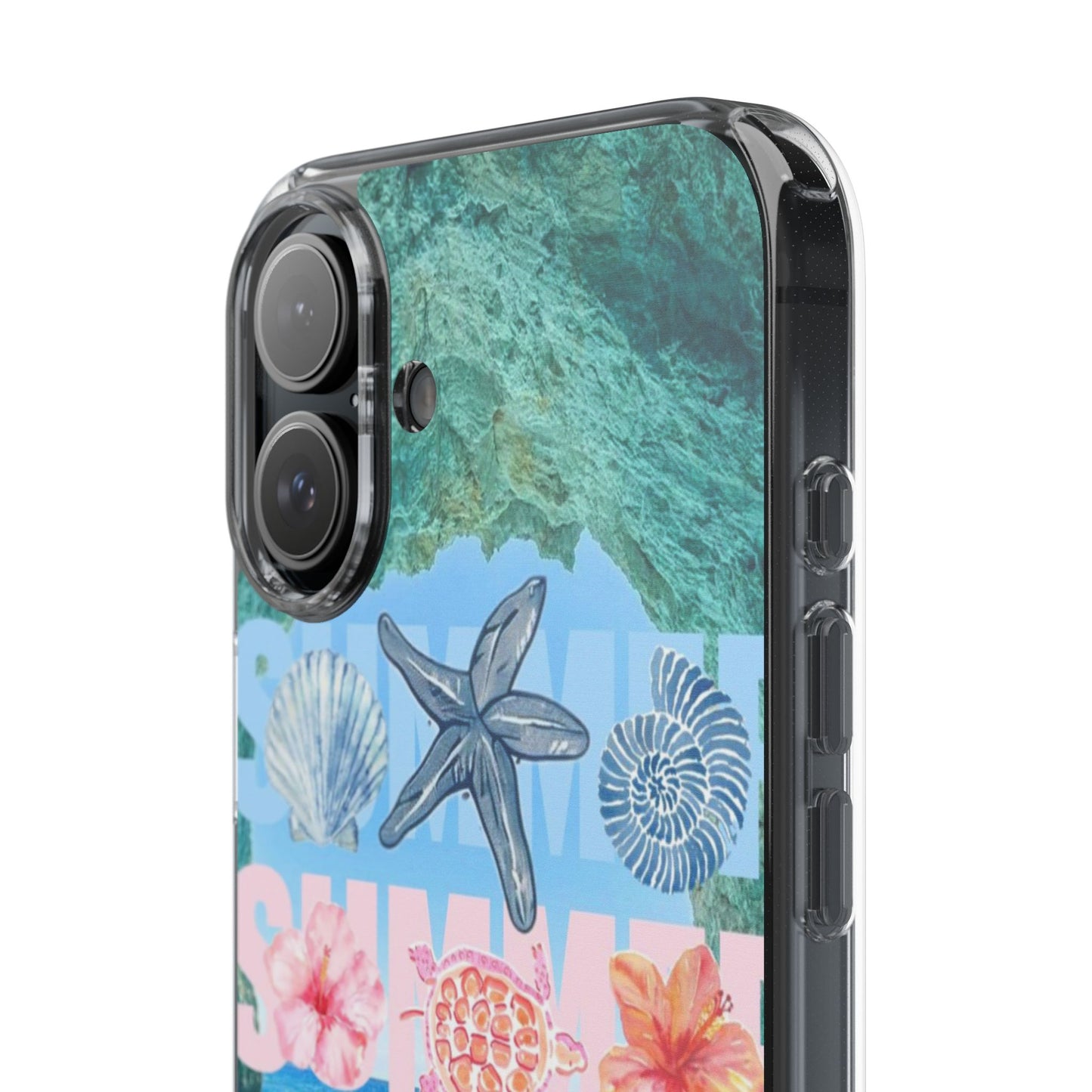 Clear Summer Beach Phone Case — Impact‑Resistant Tropical Design