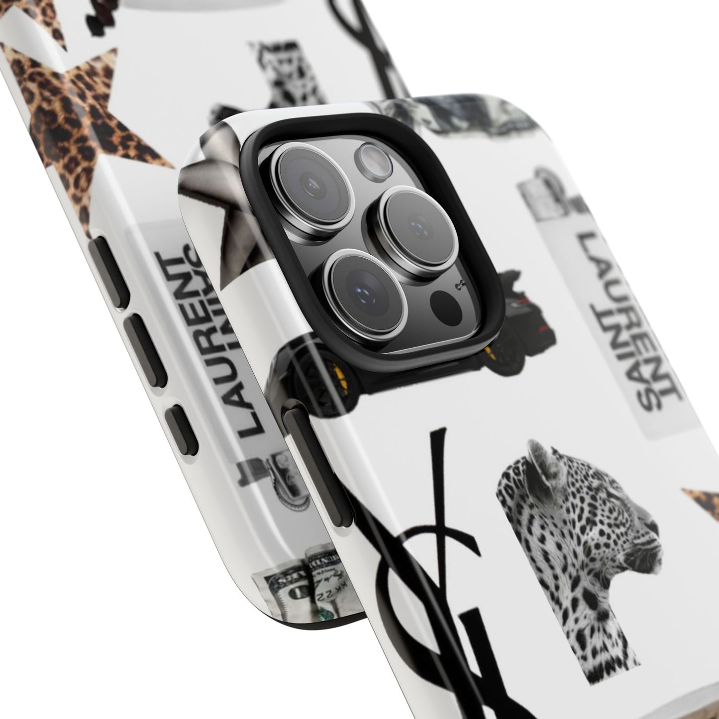 Tough Phone Case — Luxe Fashion Collage with Leopard, Martini & Kiss Print